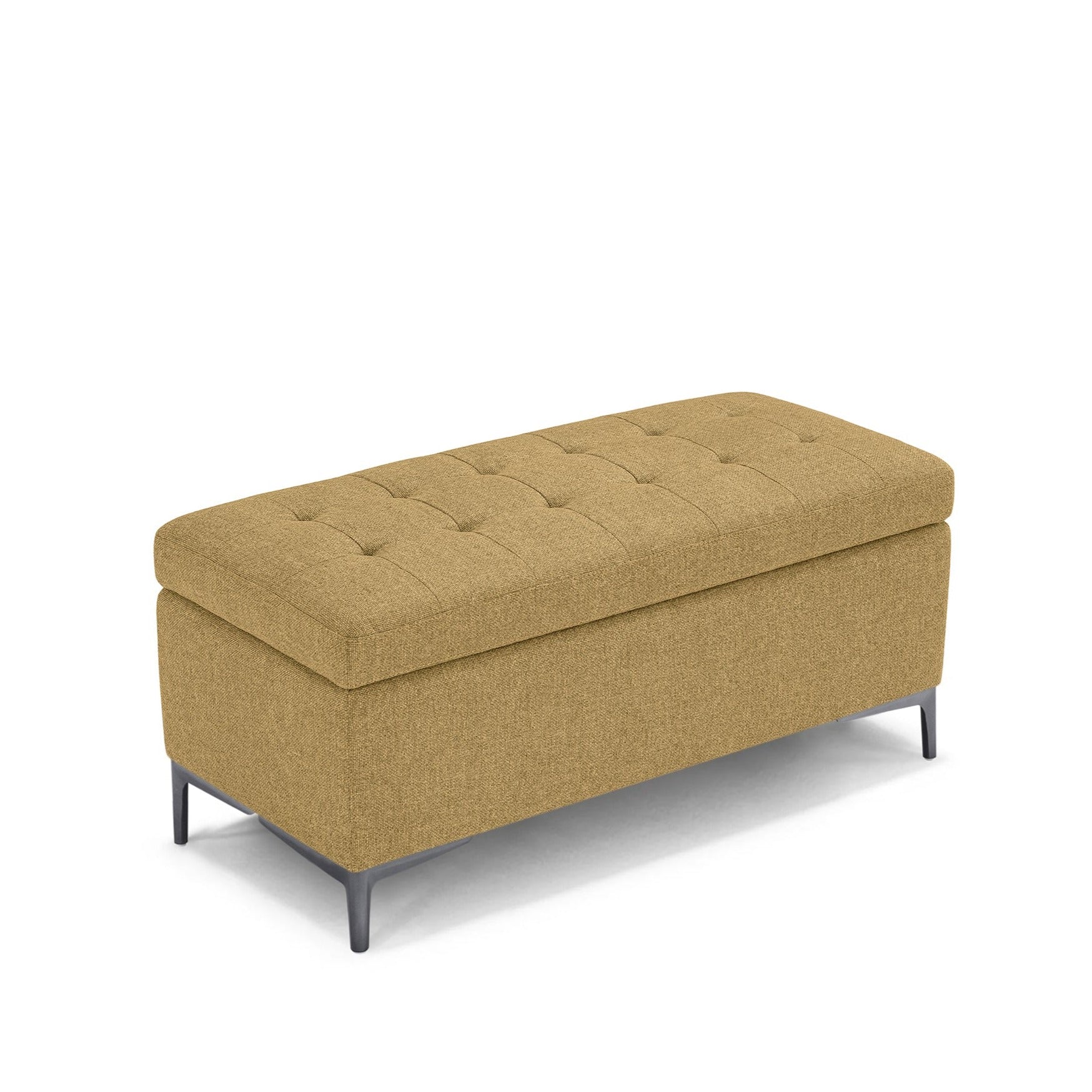 Banc CORBARA 110x50 cm rangement Made in Italy matelassé en tissu tramé jaune Ocre