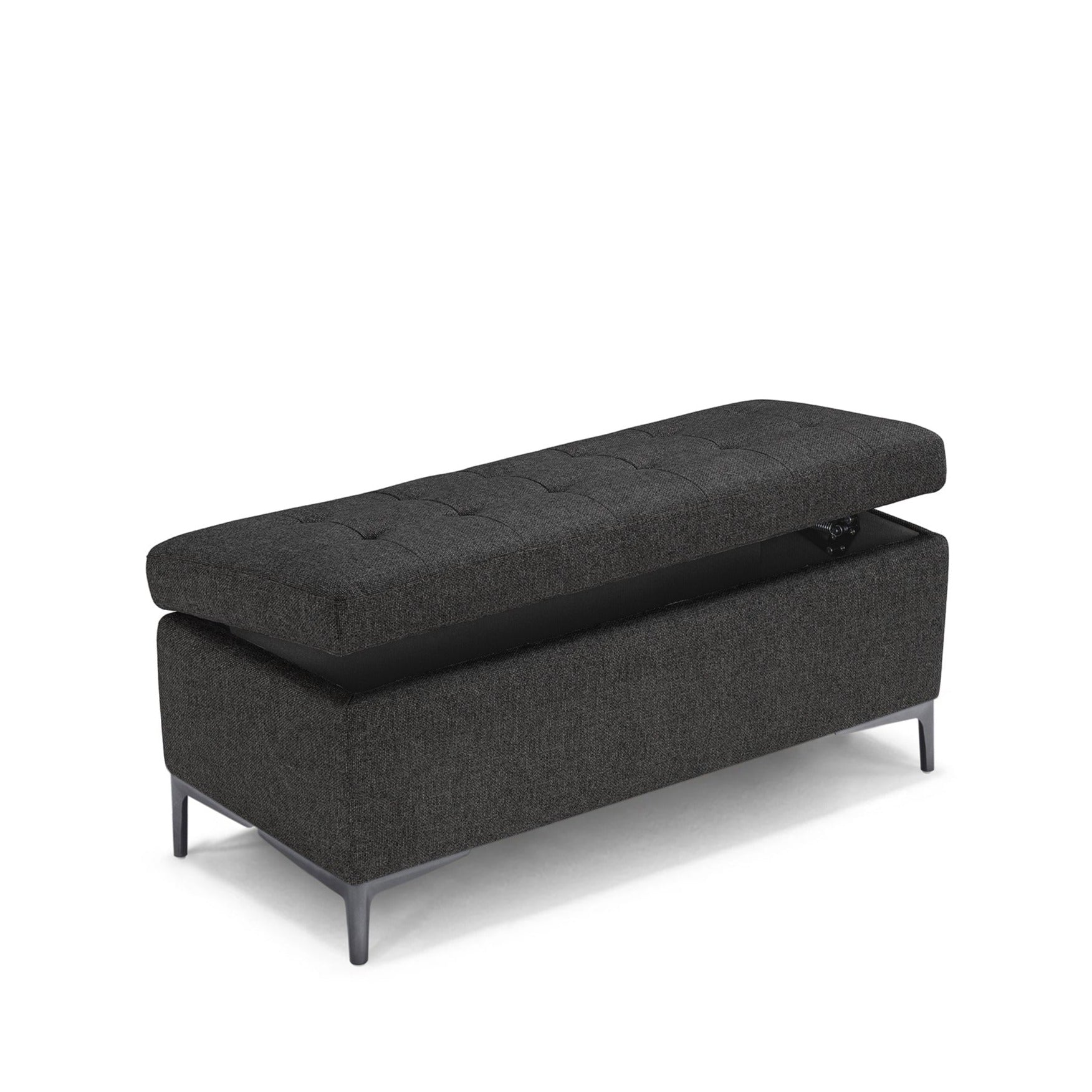 Banc CORBARA 110x50 cm rangement Made in Italy matelassé en tissu tramé Anthracite