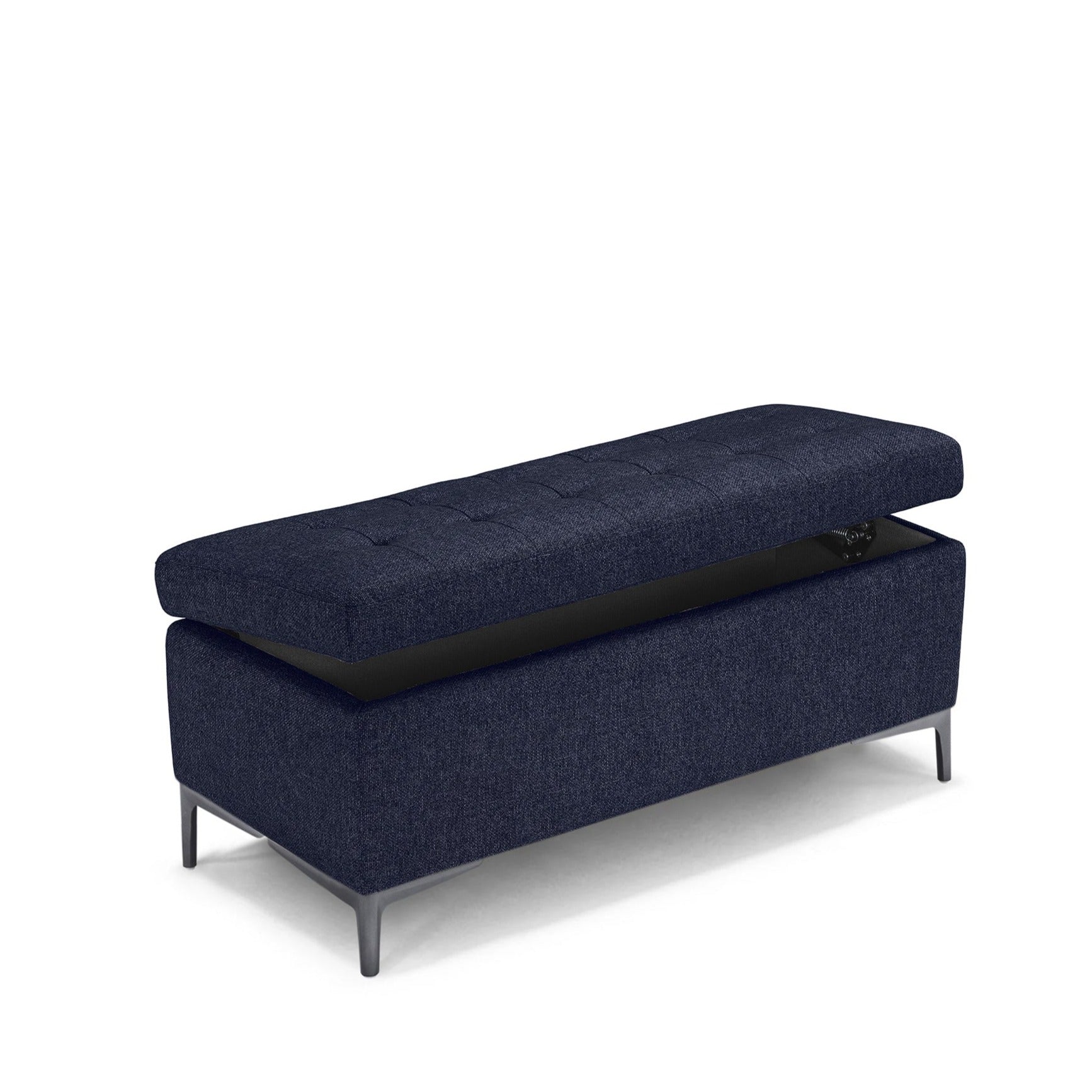 Banc CORBARA 110x50 cm rangement Made in Italy matelassé en tissu tramé Bleu