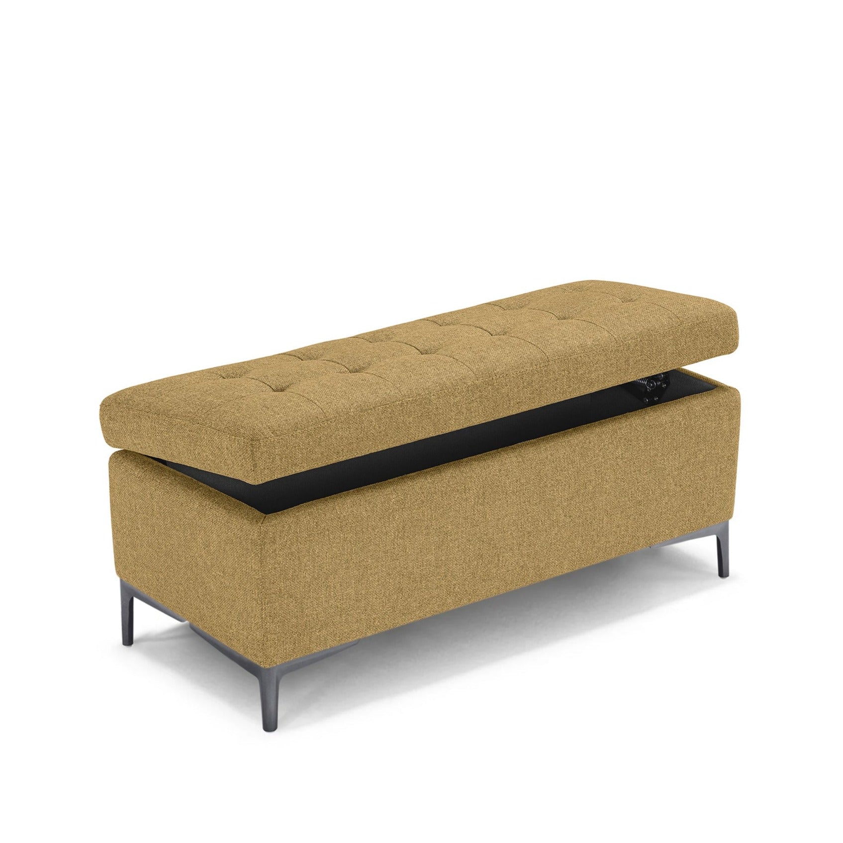Banc CORBARA 110x50 cm rangement Made in Italy matelassé en tissu tramé jaune Ocre