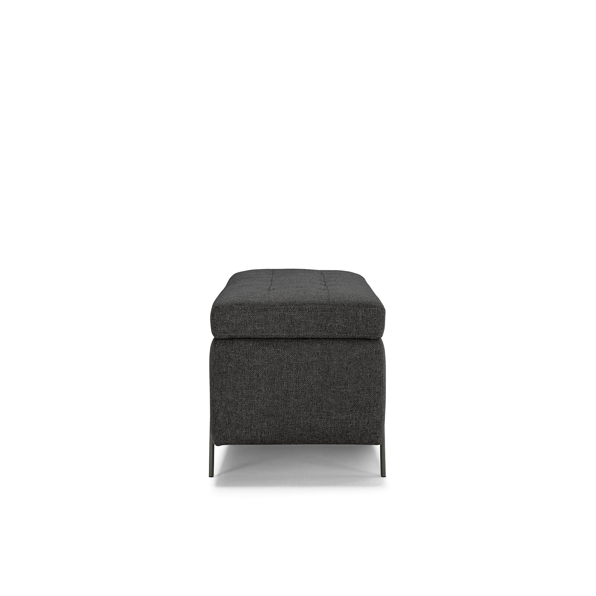 Banc CARAMAGNA 110x45 cm rangement Made in Italy matelassé en tissu texturé anthracite