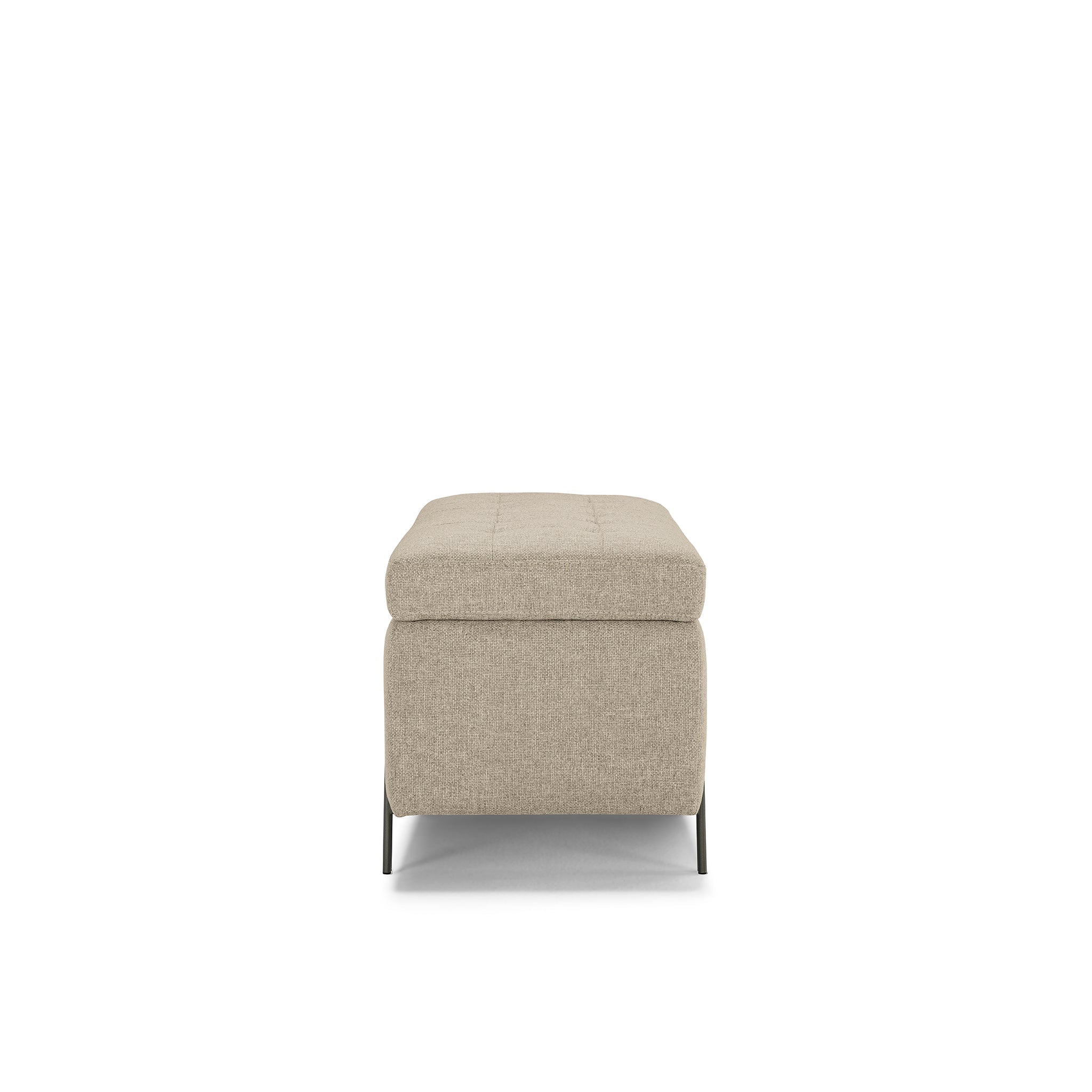 Banc CARAMAGNA 110x45 cm rangement Made in Italy matelassé en tissu texturé beige