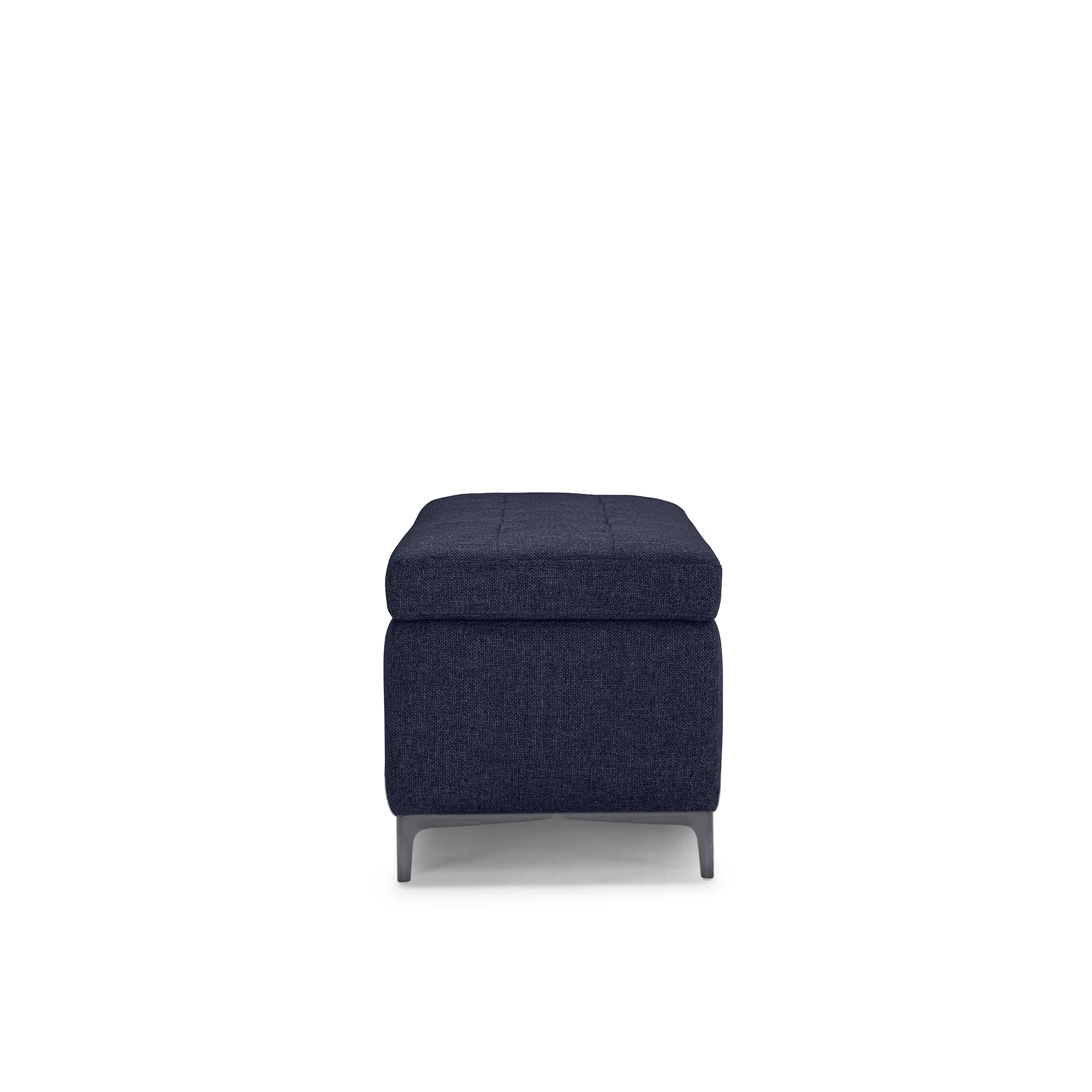 Banc CORBARA 110x50 cm rangement Made in Italy matelassé en tissu tramé Bleu