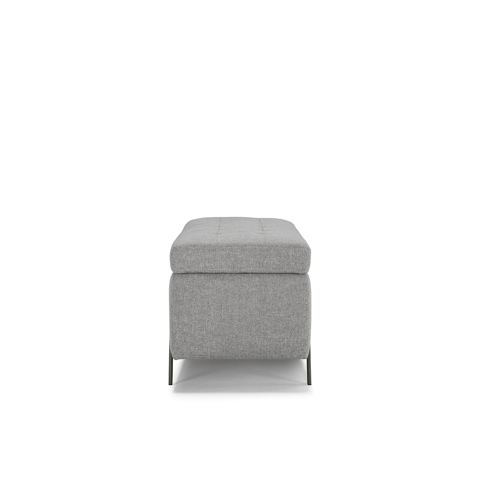 Banc CARAMAGNA 110x45 cm rangement Made in Italy matelassé en tissu texturé gris