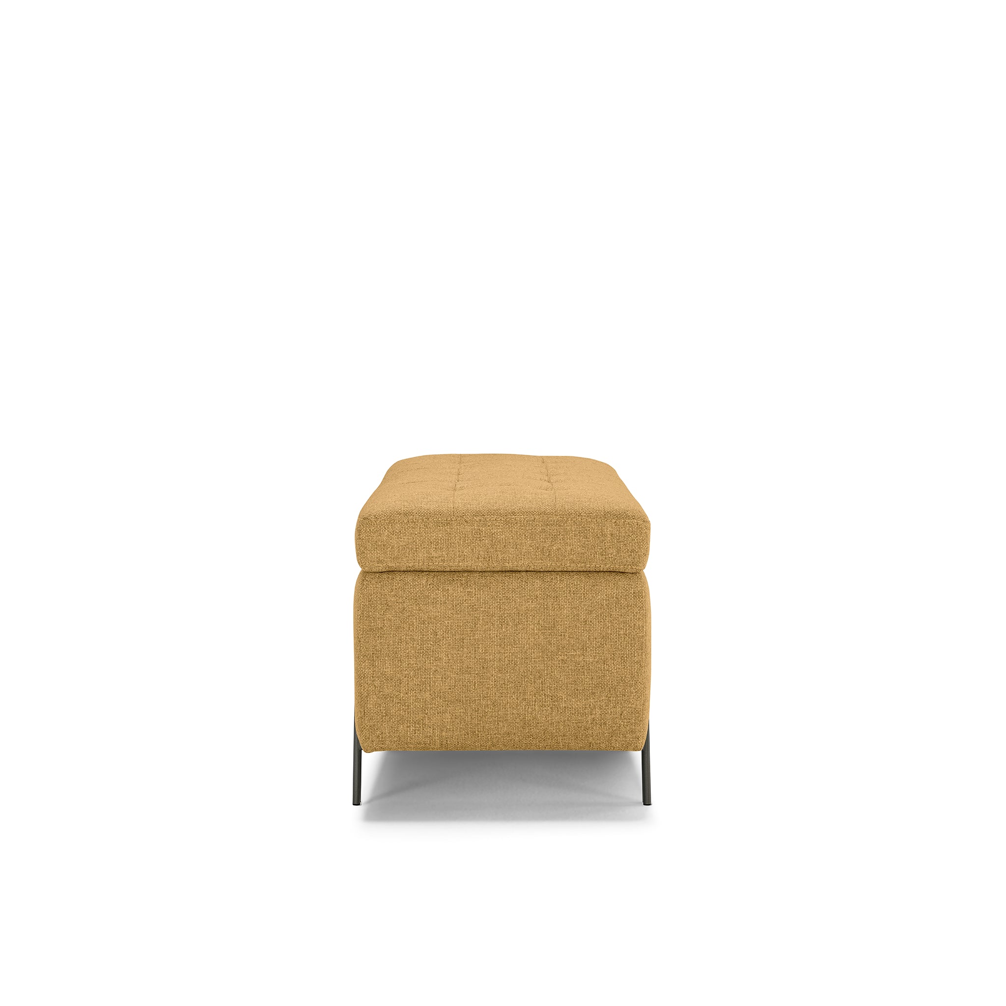 Banc CARAMAGNA 110x45 cm rangement Made in Italy matelassé en tissu texturé ocre