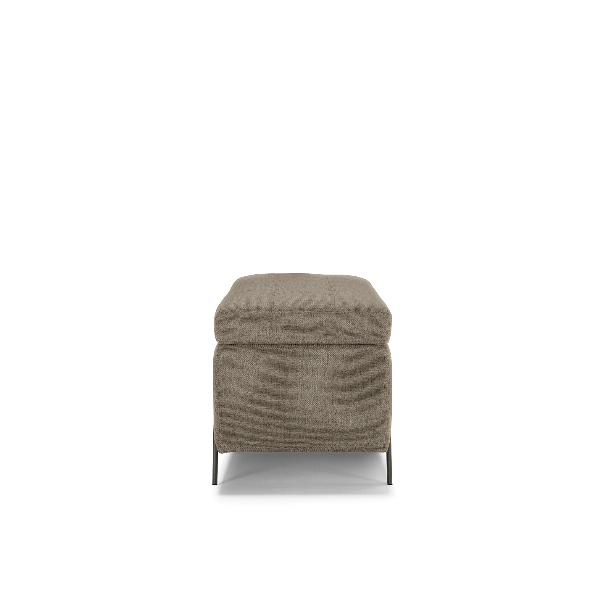 Banc CARAMAGNA 110x45 cm rangement Made in Italy matelassé en tissu texturé gris tourterelle