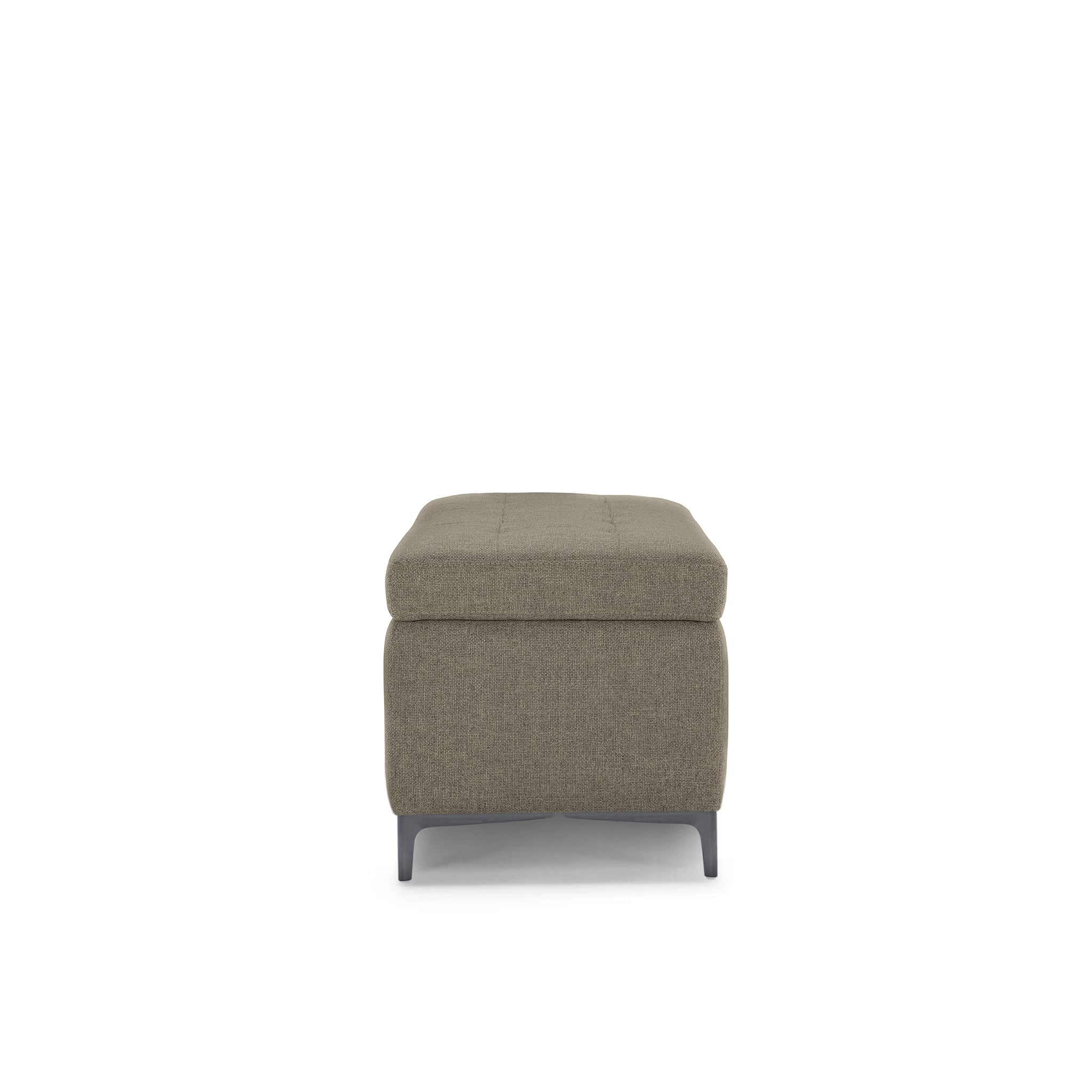 Banc CORBARA 110x50 cm rangement Made in Italy matelassé en tissu tramé gris tourterelle