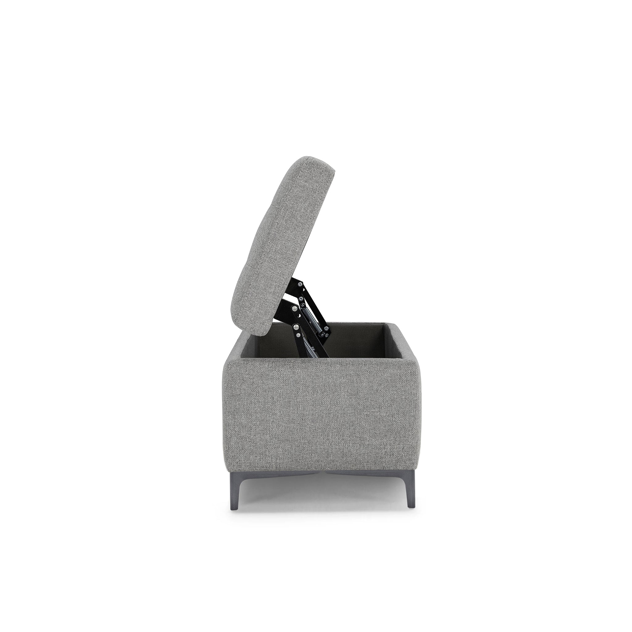 Banc CORBARA 110x50 cm rangement Made in Italy matelassé en tissu tramé gris