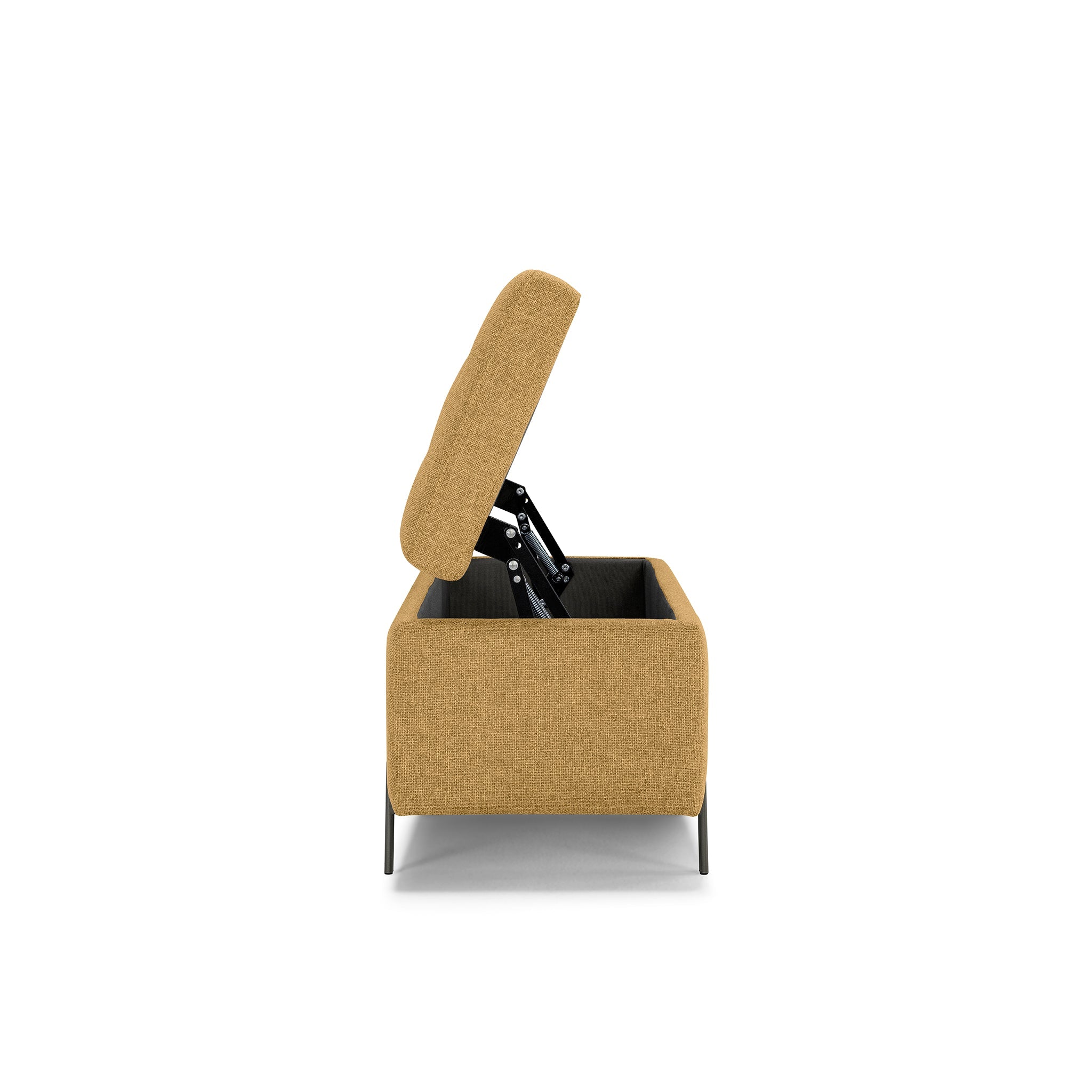Banc CARAMAGNA 110x45 cm rangement Made in Italy matelassé en tissu texturé ocre