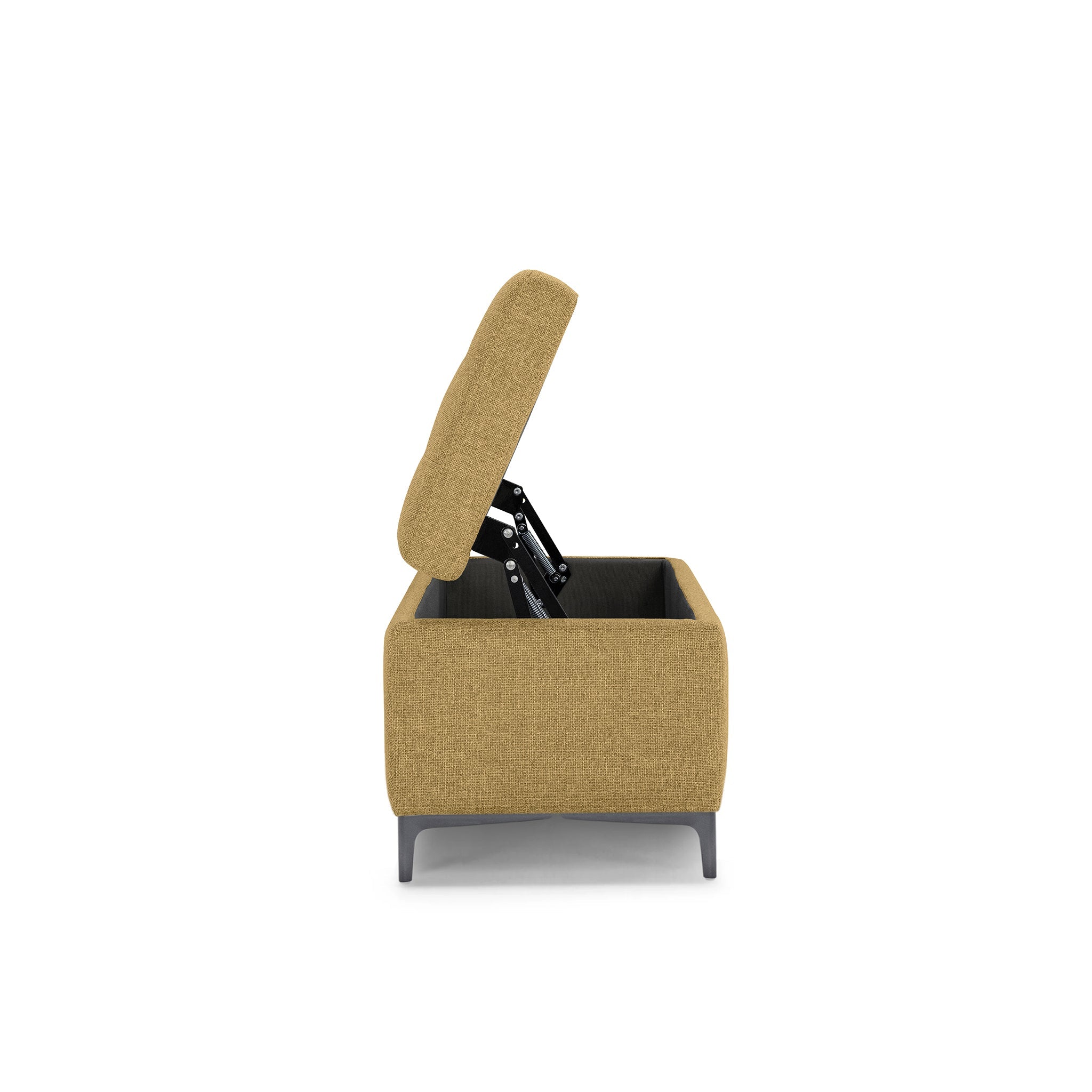 Banc CORBARA 110x50 cm rangement Made in Italy matelassé en tissu tramé jaune Ocre