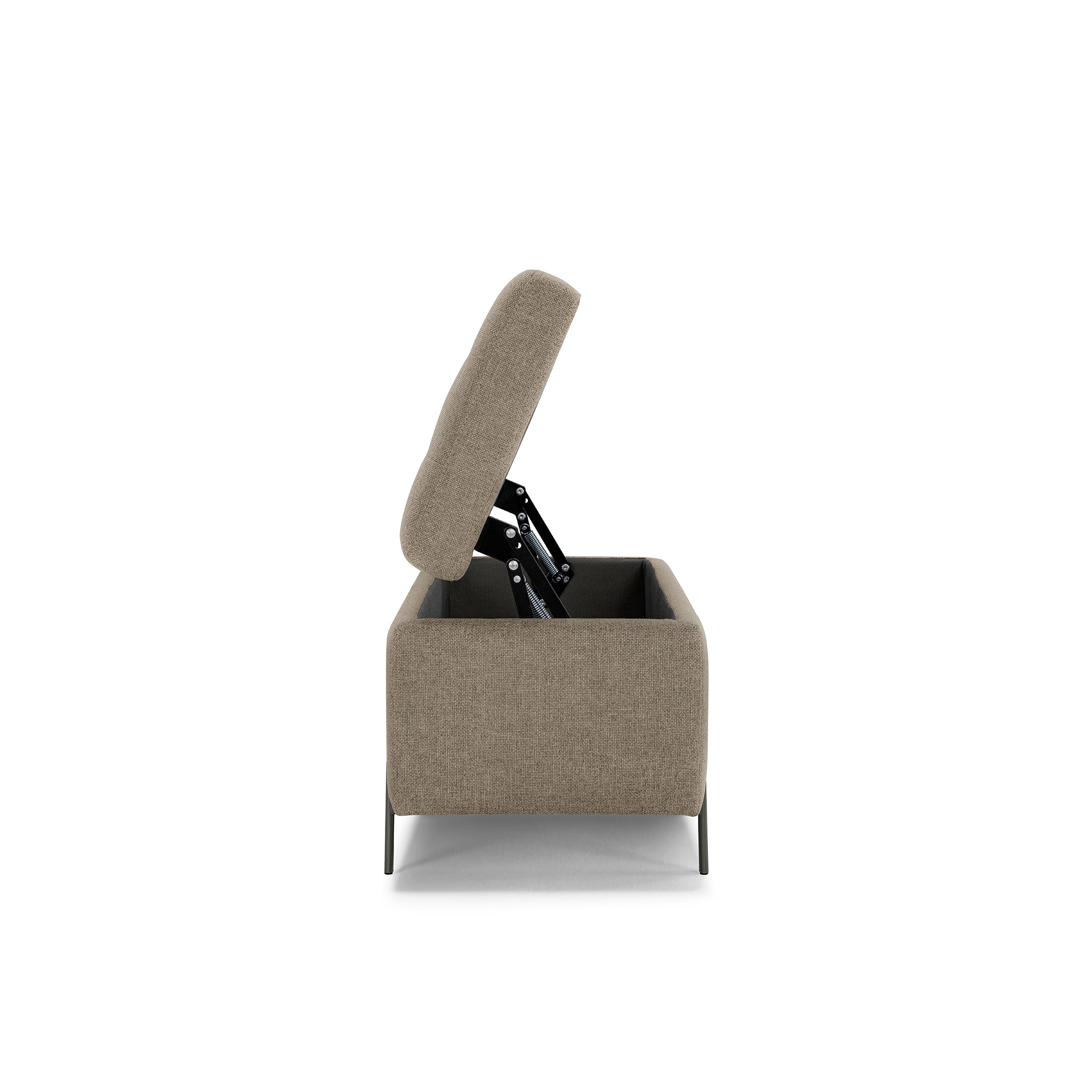 Banc CARAMAGNA 110x45 cm rangement Made in Italy matelassé en tissu texturé gris tourterelle