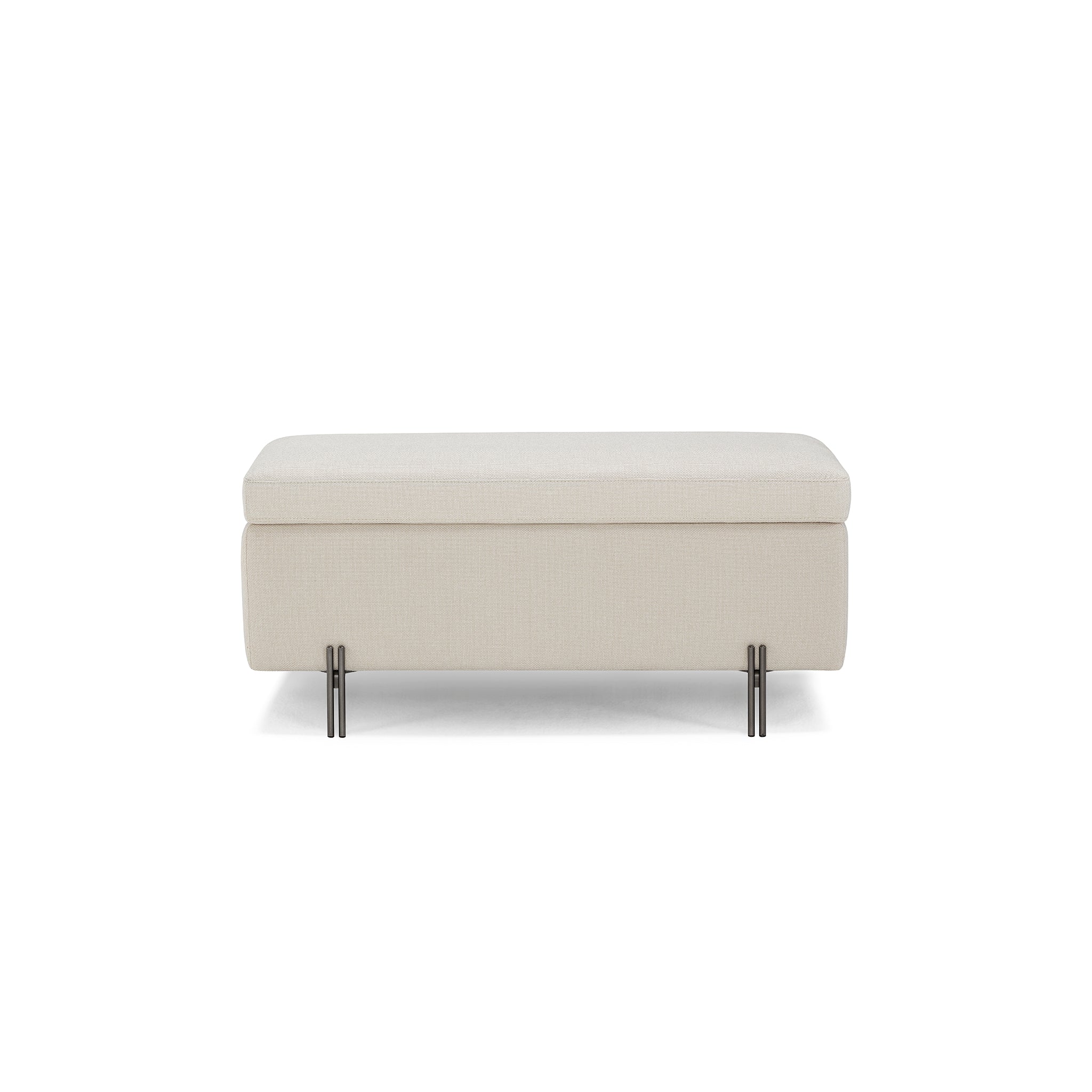 Banc SARDORELLA 110x45 cm rangement Made in Italy en tissu texturé blanc