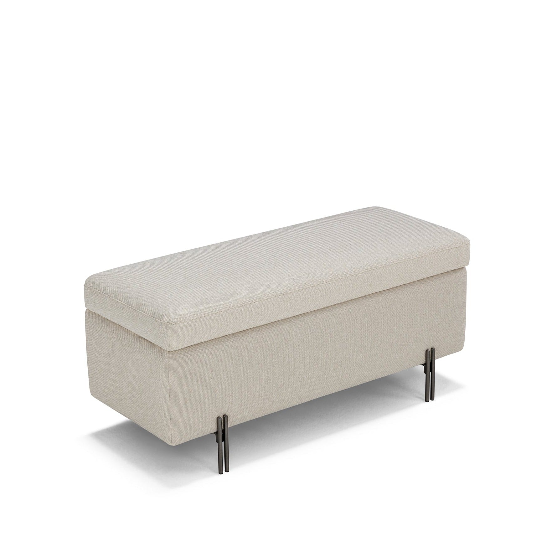 Banc SARDORELLA 110x45 cm rangement Made in Italy en tissu texturé blanc