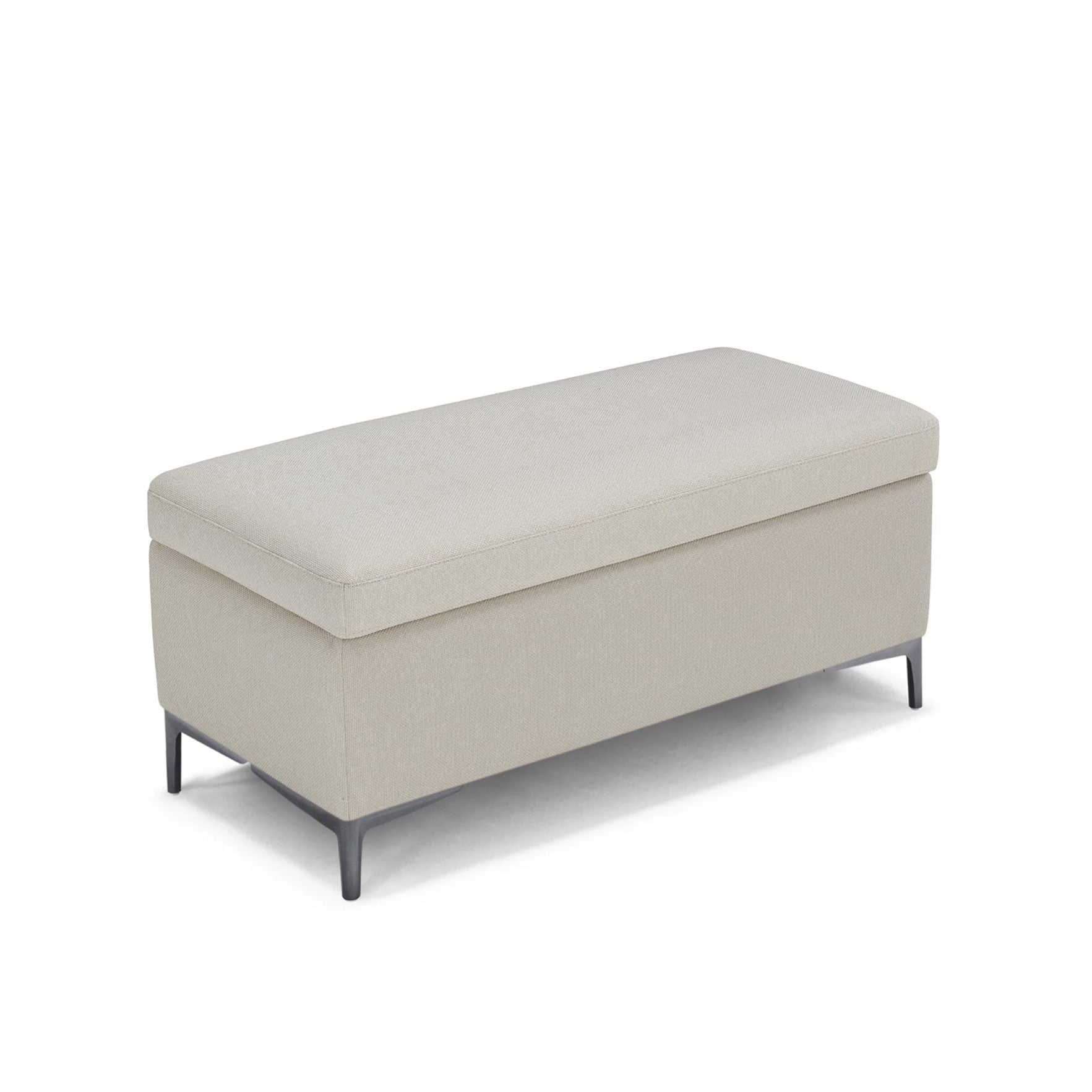 Banc AVIGLIANA 110x50 cm rangement Made in Italy en tissu tramé blanc