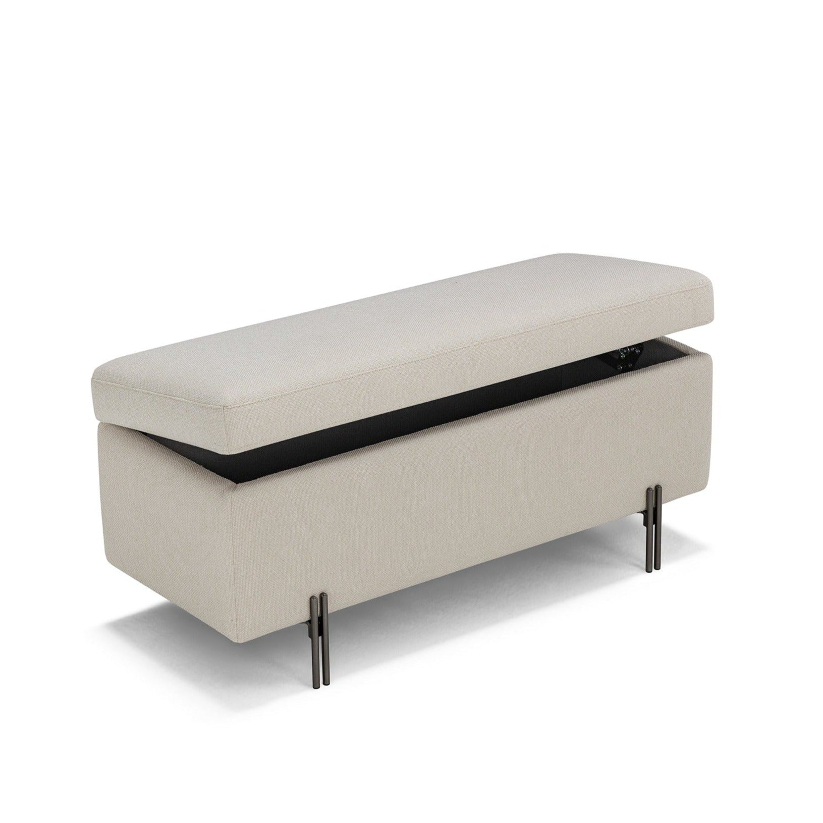 Banc SARDORELLA 110x45 cm rangement Made in Italy en tissu texturé blanc