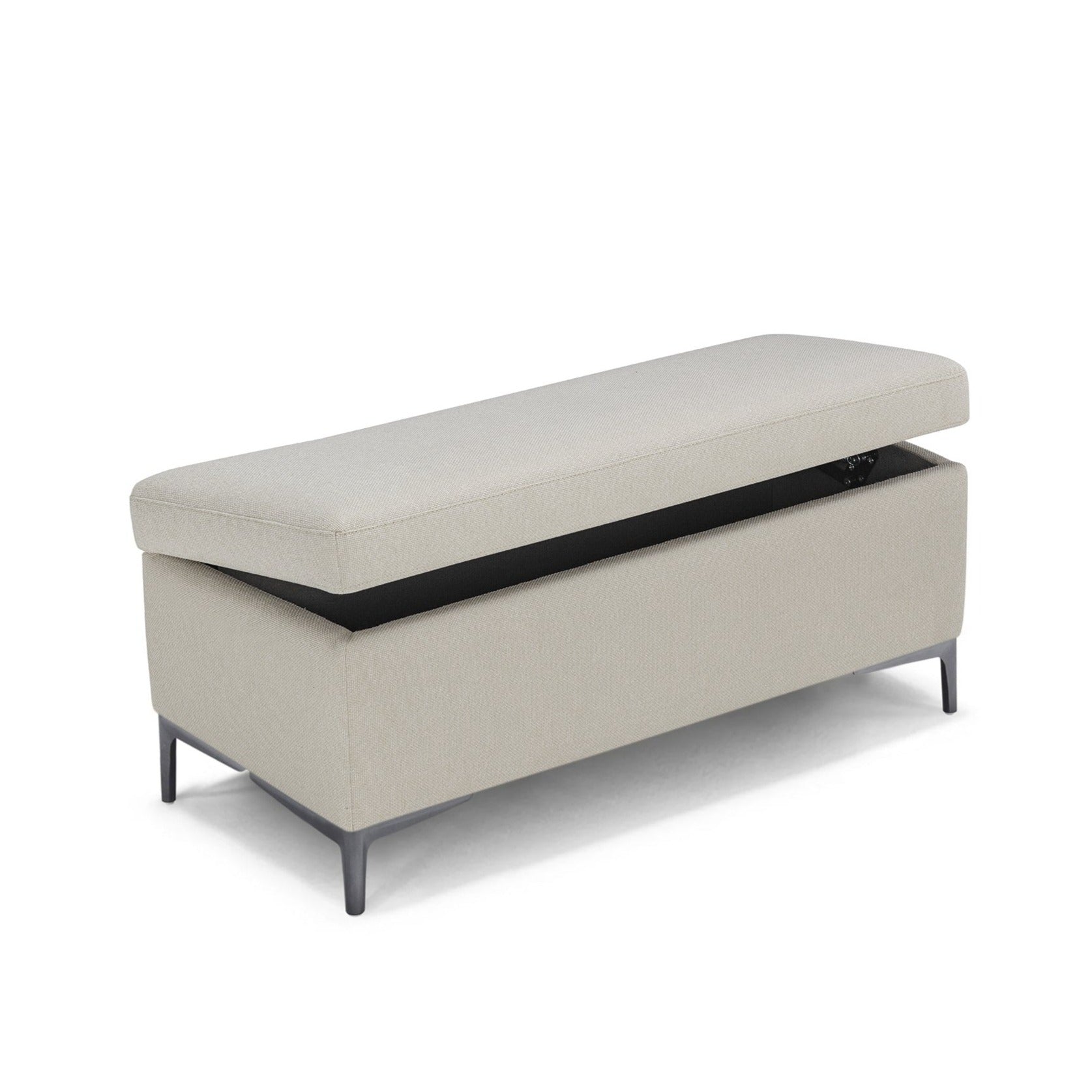 Banc AVIGLIANA 110x50 cm rangement Made in Italy en tissu tramé blanc