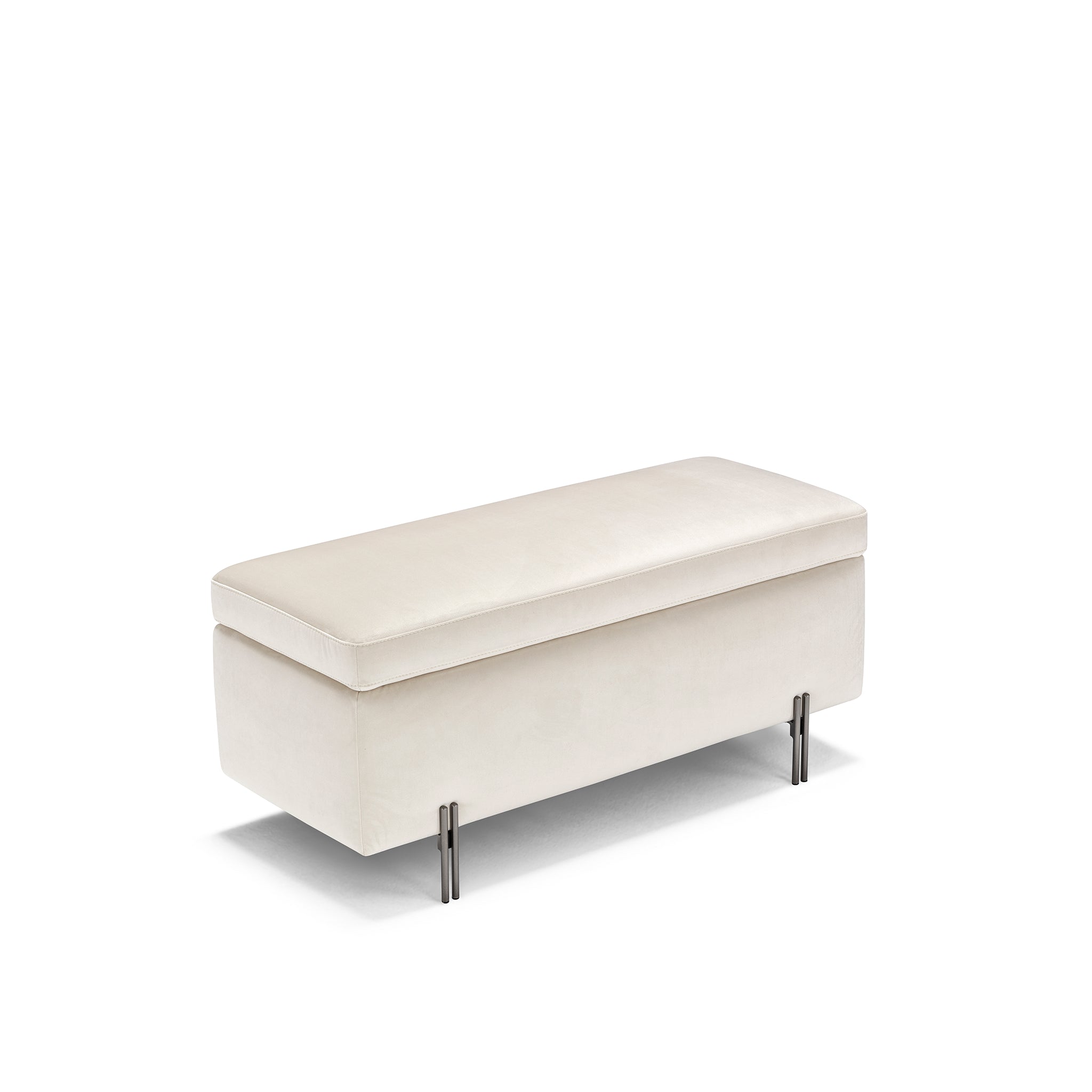 Banc SARDORELLA 110x45 cm rangement Made in Italy en velours beige