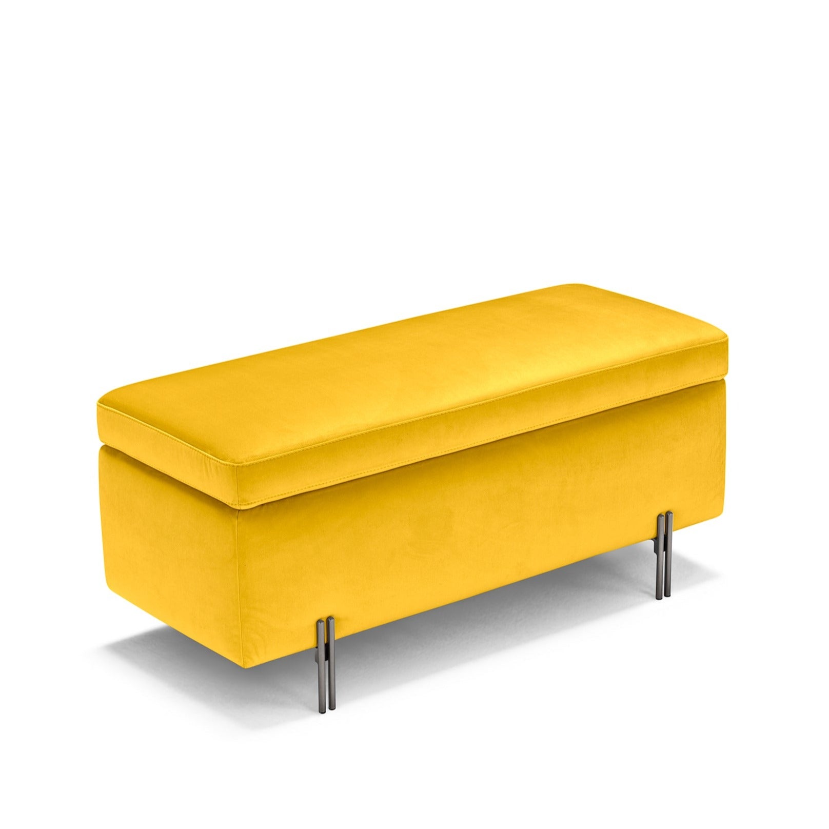Banc SARDORELLA 110x45 cm rangement Made in Italy en velours jaune