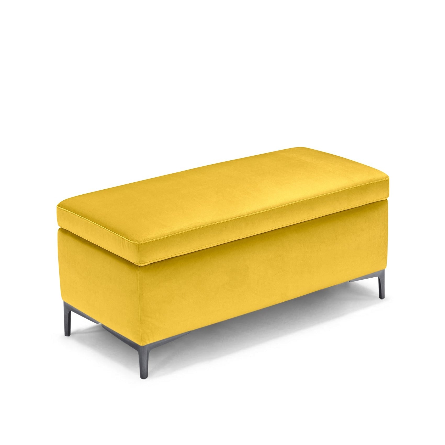 Banc AVIGLIANA 110x50 cm rangement fabriqué en Italie en velours jaune