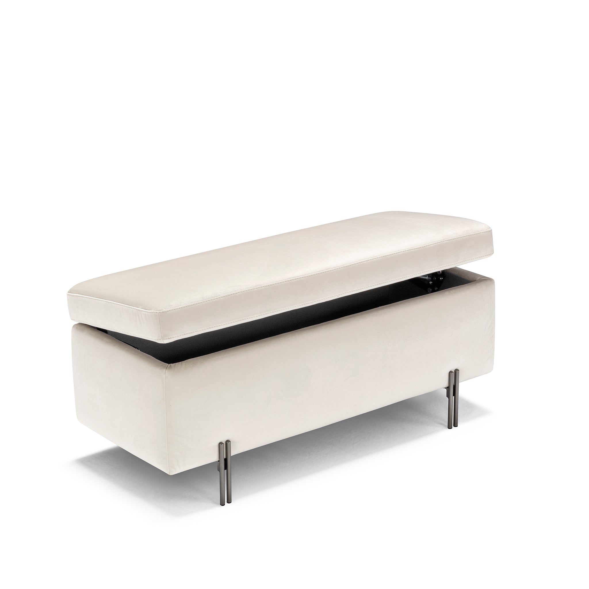 Banc SARDORELLA 110x45 cm rangement Made in Italy en velours beige