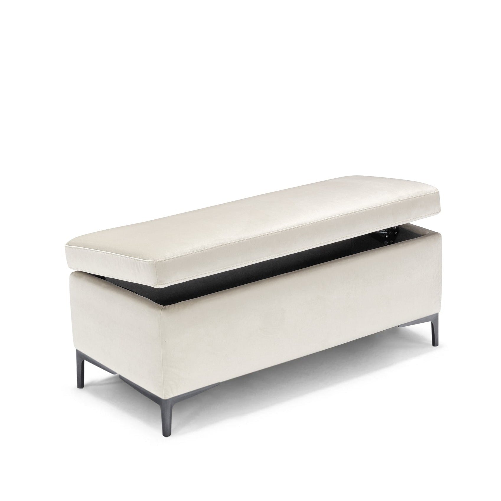 Banc AVIGLIANA 110x50 cm rangement Made in Italy en velours beige