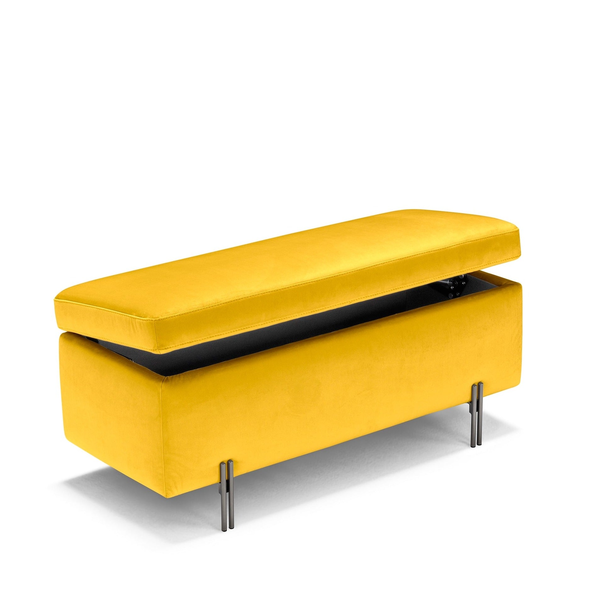Banc SARDORELLA 110x45 cm rangement Made in Italy en velours jaune