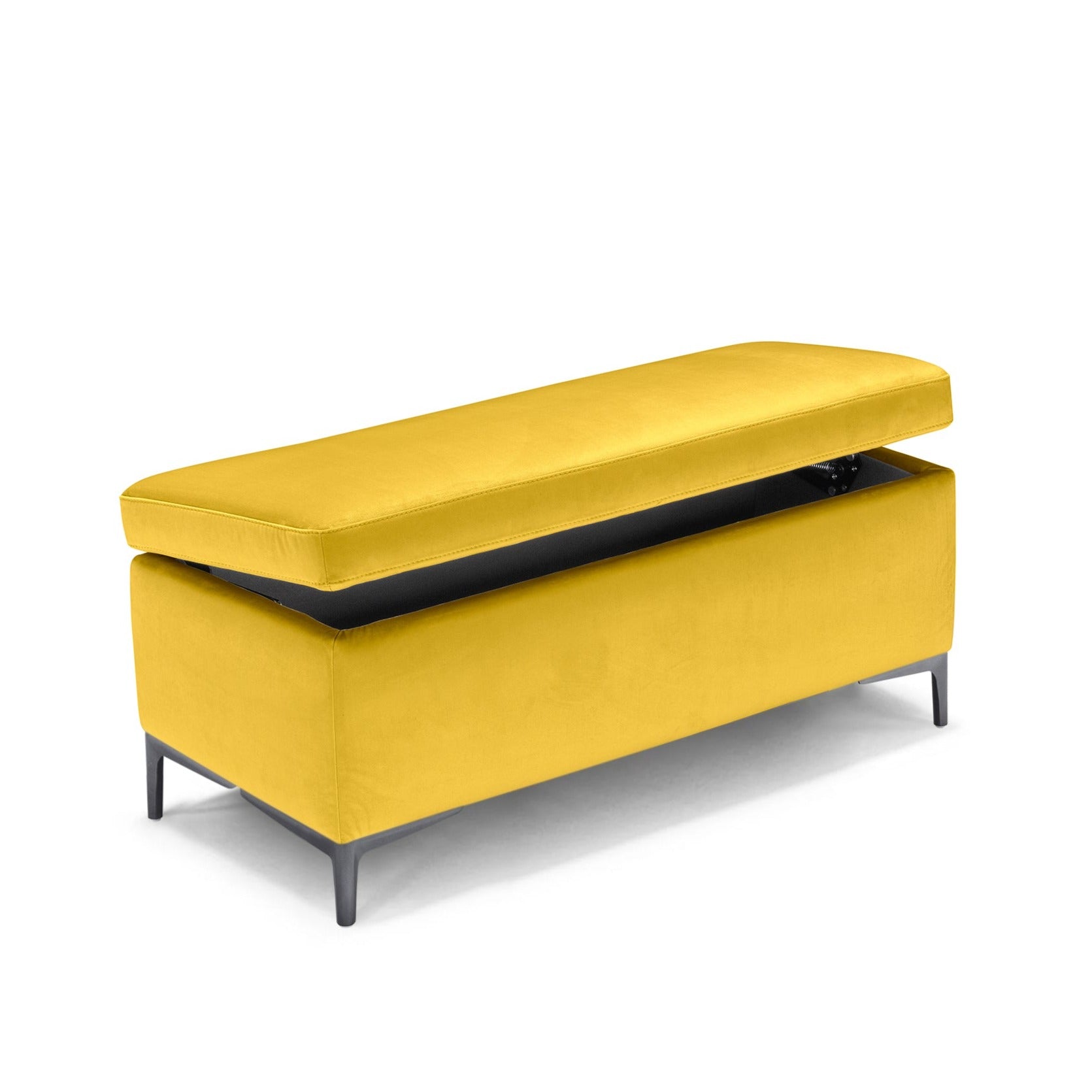 Banc AVIGLIANA 110x50 cm rangement fabriqué en Italie en velours jaune