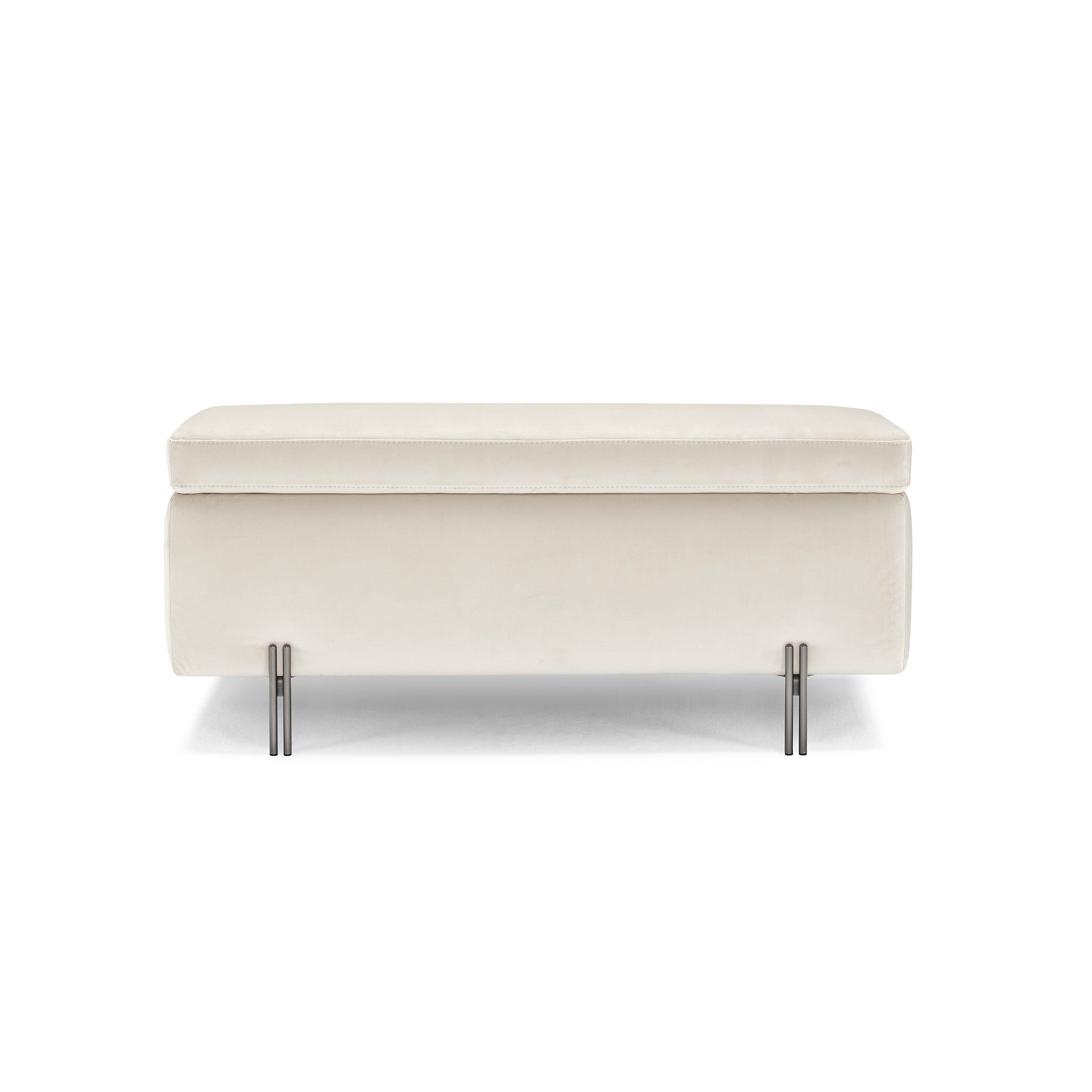 Banc SARDORELLA 110x45 cm rangement Made in Italy en velours beige