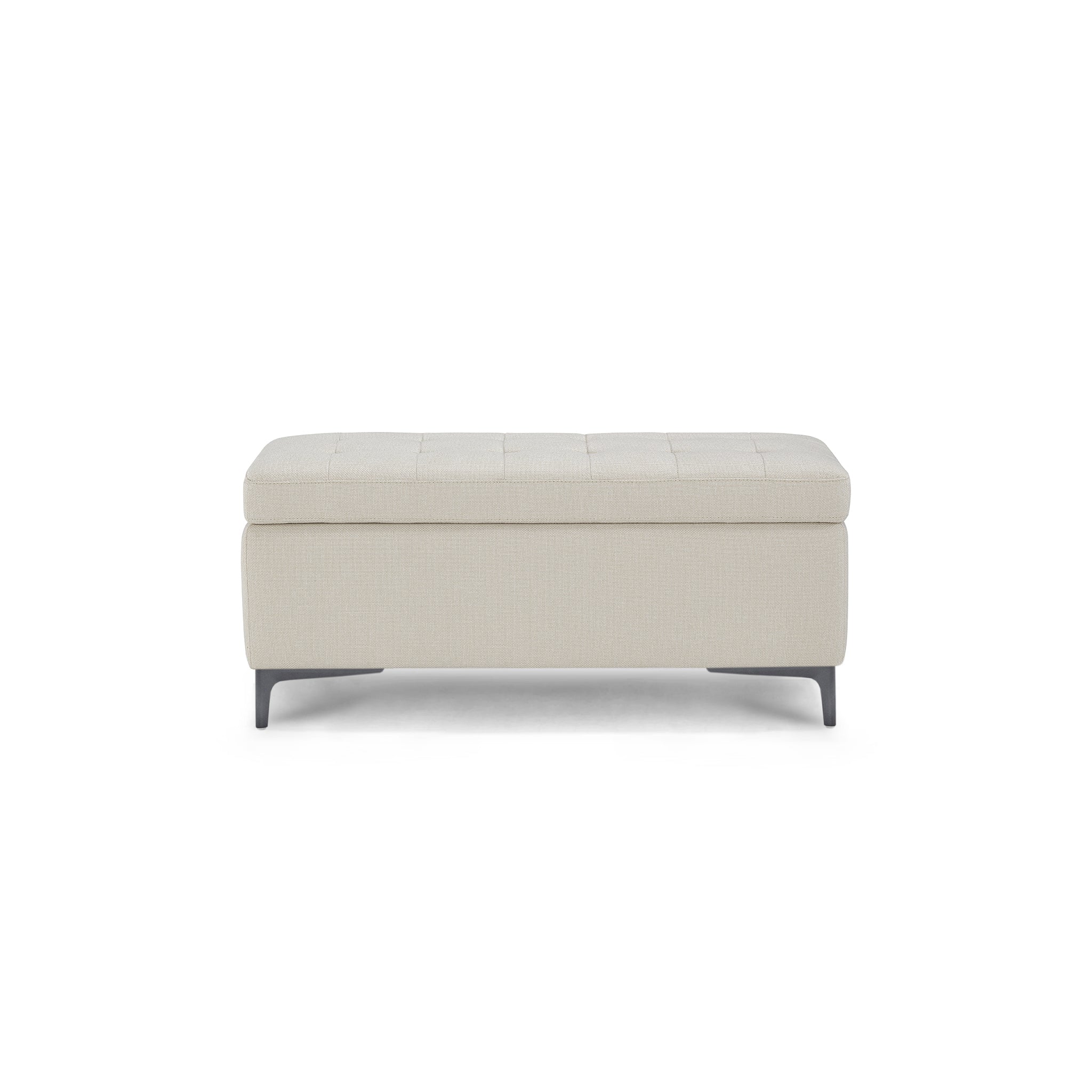 Banc CORBARA 110x50 cm rangement Made in Italy matelassé en tissu tramé blanc