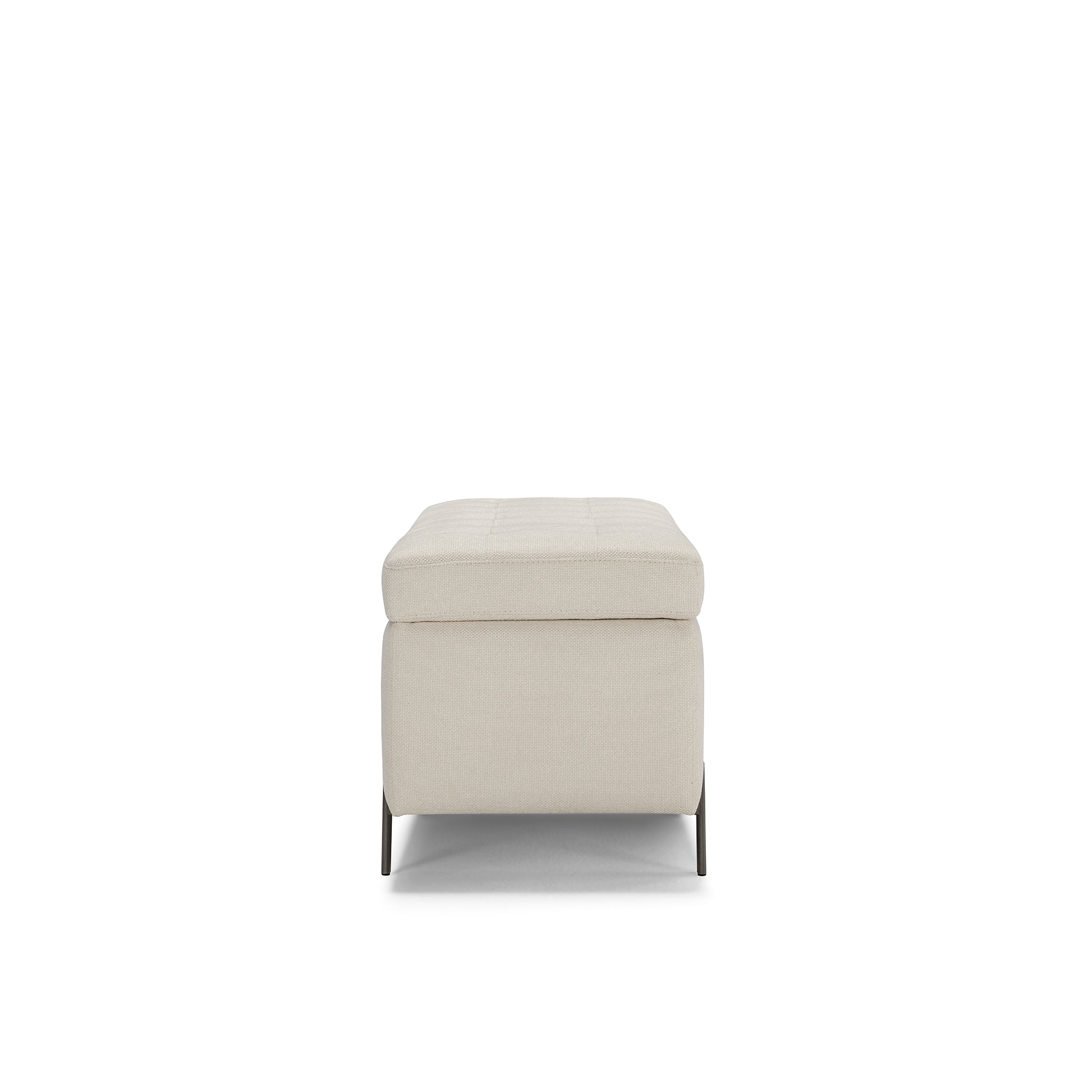 Banc CARAMAGNA 110x45 cm rangement Made in Italy matelassé en tissu texturé blanc