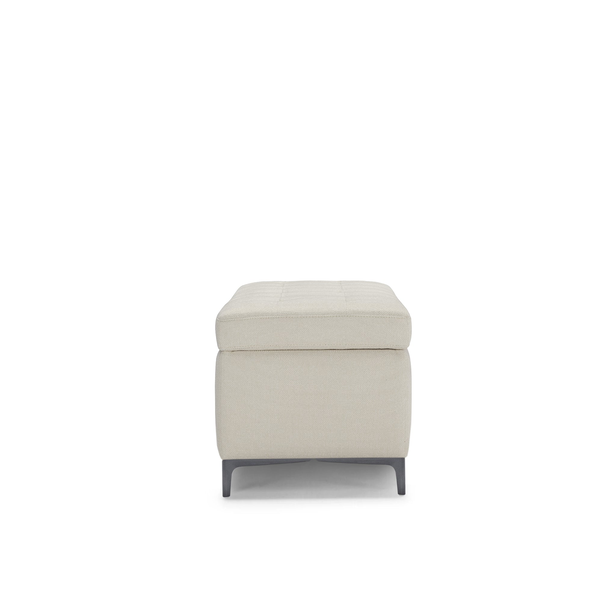 Banc CORBARA 110x50 cm rangement Made in Italy matelassé en tissu tramé blanc