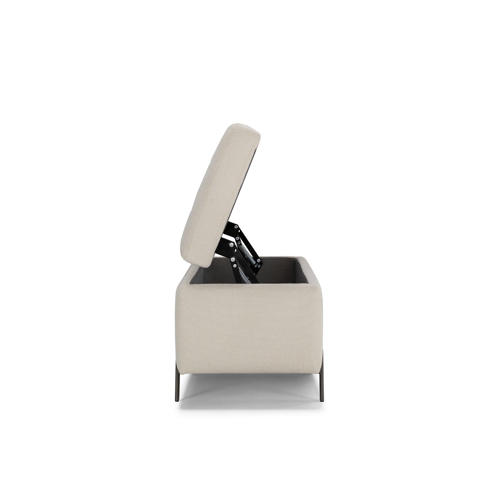 Banc CARAMAGNA 110x45 cm rangement Made in Italy matelassé en tissu texturé blanc
