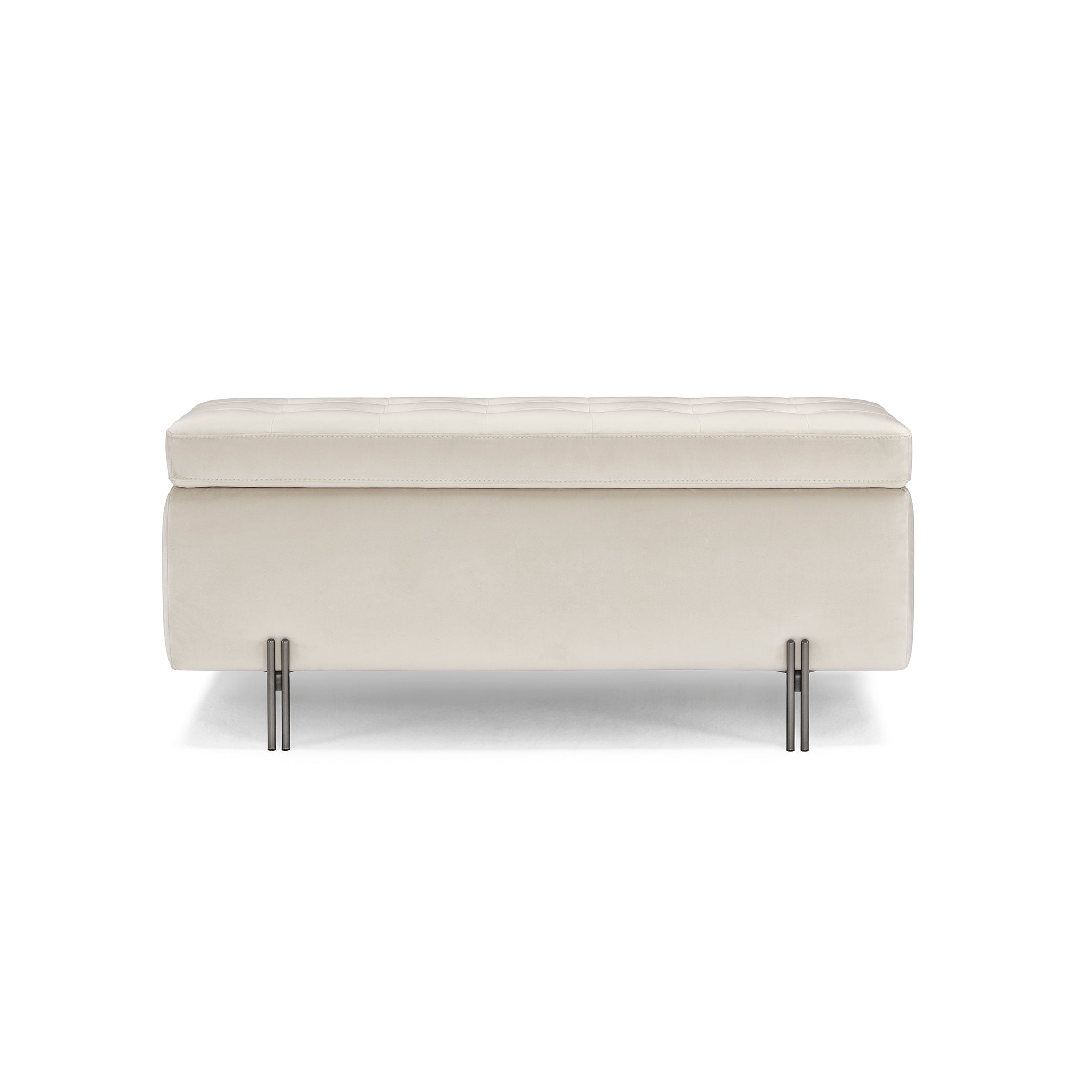 Banc CARAMAGNA 110x45 cm rangement Made in Italy matelassé en velours beige