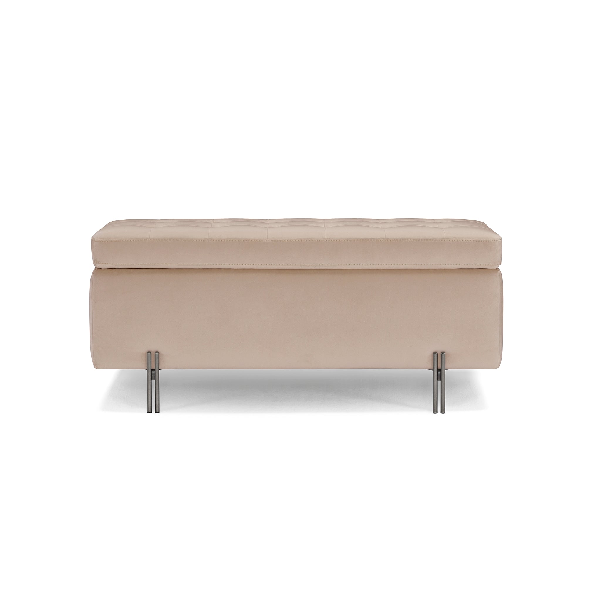 Banc CARAMAGNA 110x45 cm rangement Made in Italy matelassé en velours camel