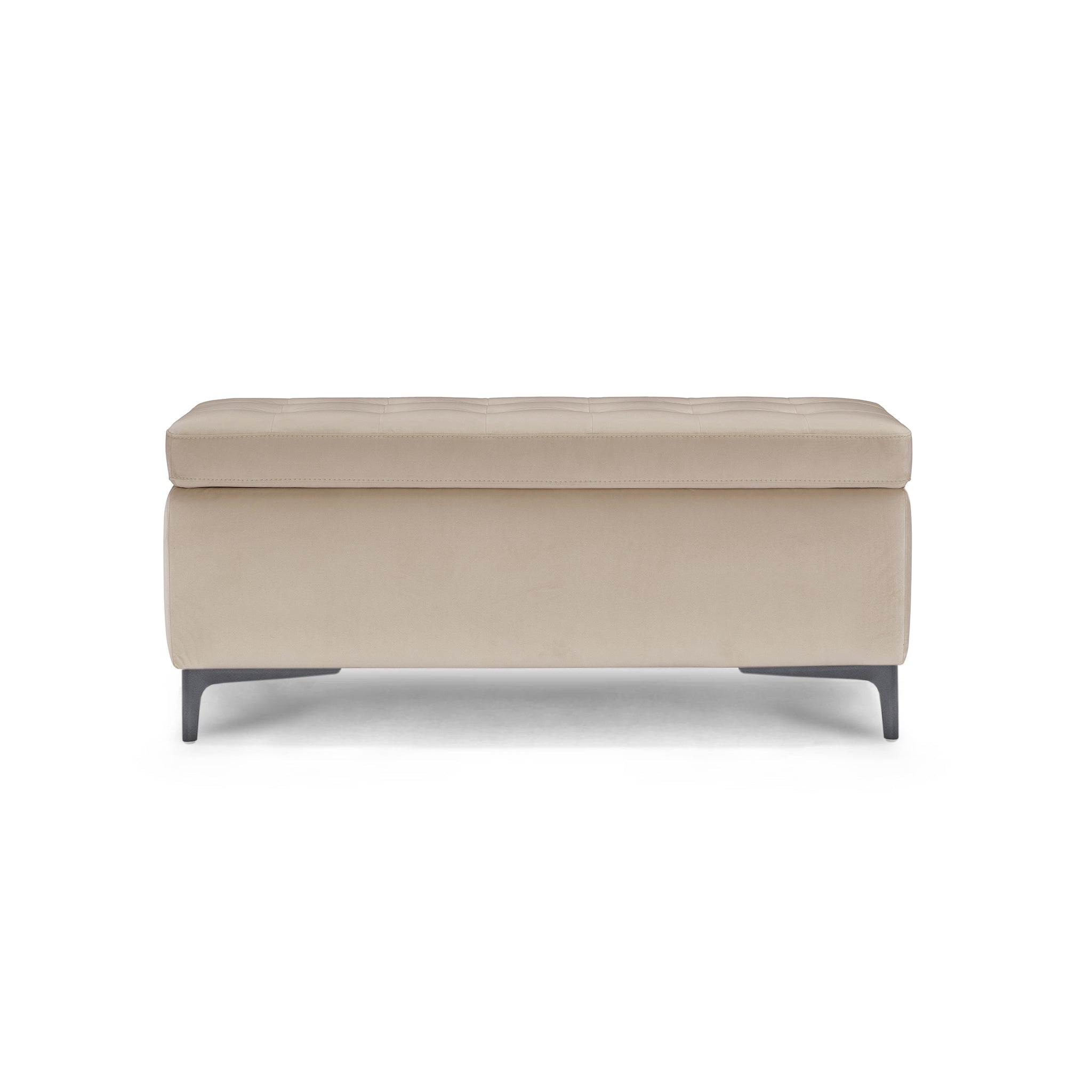 Banc CORBARA 110x50 cm rangement Made in Italy matelassé en velours camel