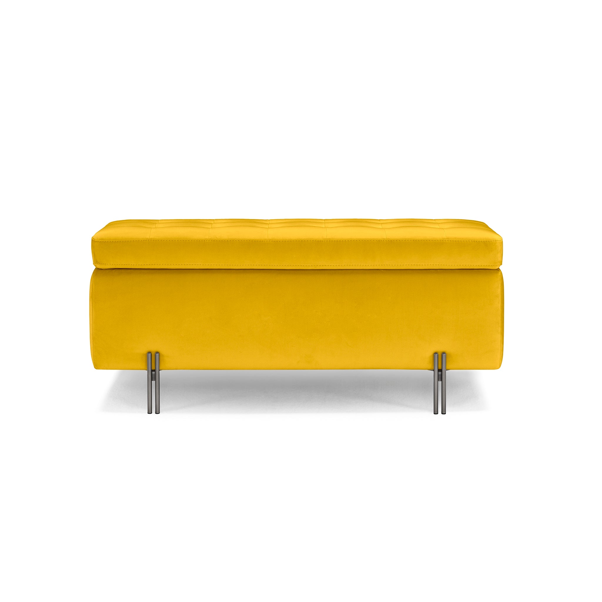Banc CARAMAGNA 110x45 cm rangement Made in Italy matelassé en velours jaune