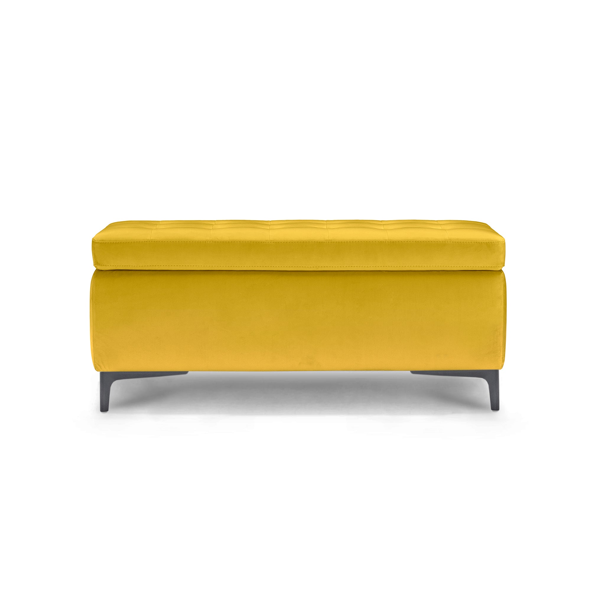 Banc CORBARA 110x50 cm rangement Made in Italy matelassé en velours jaune