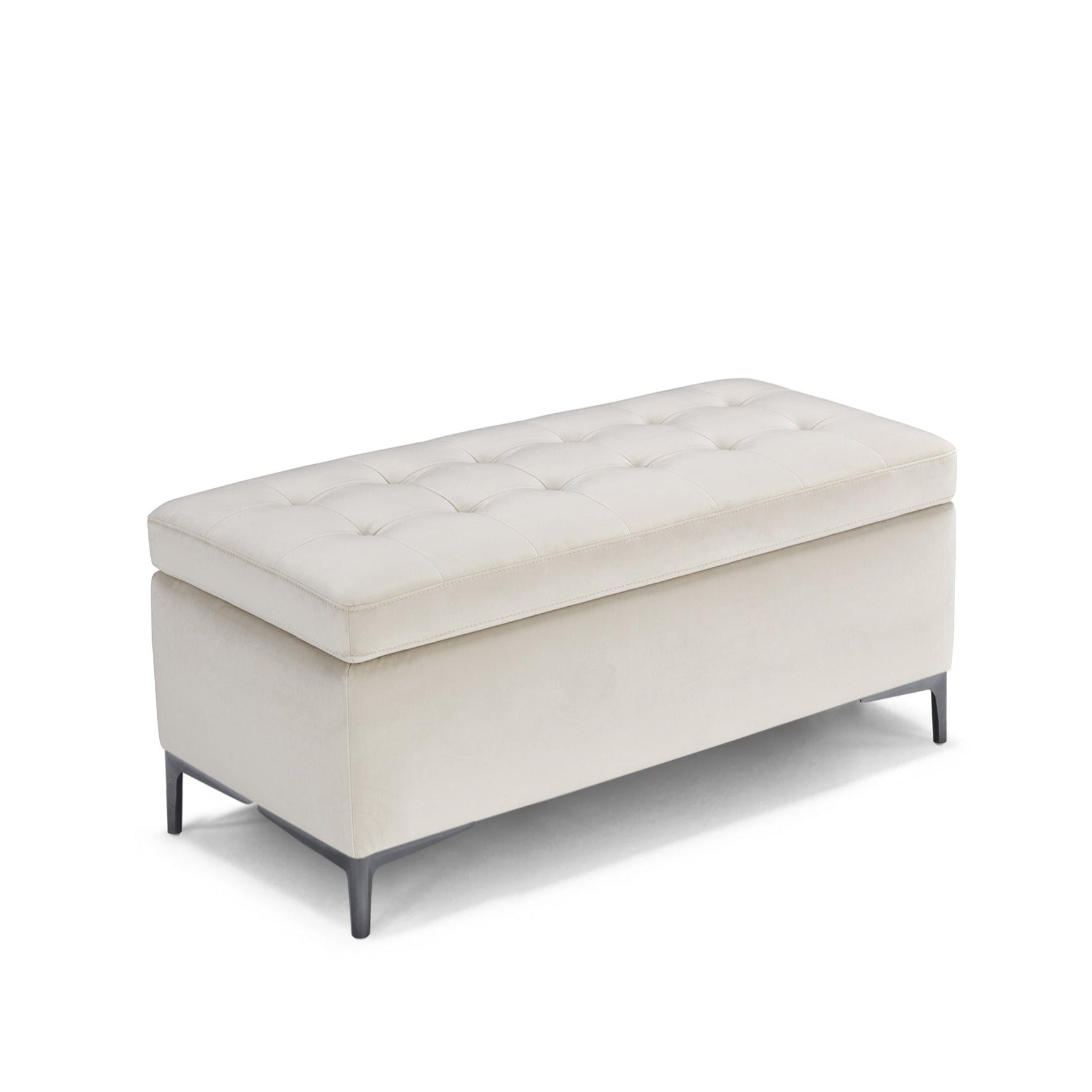 Banc CORBARA 110x50 cm rangement Made in Italy matelassé en velours beige