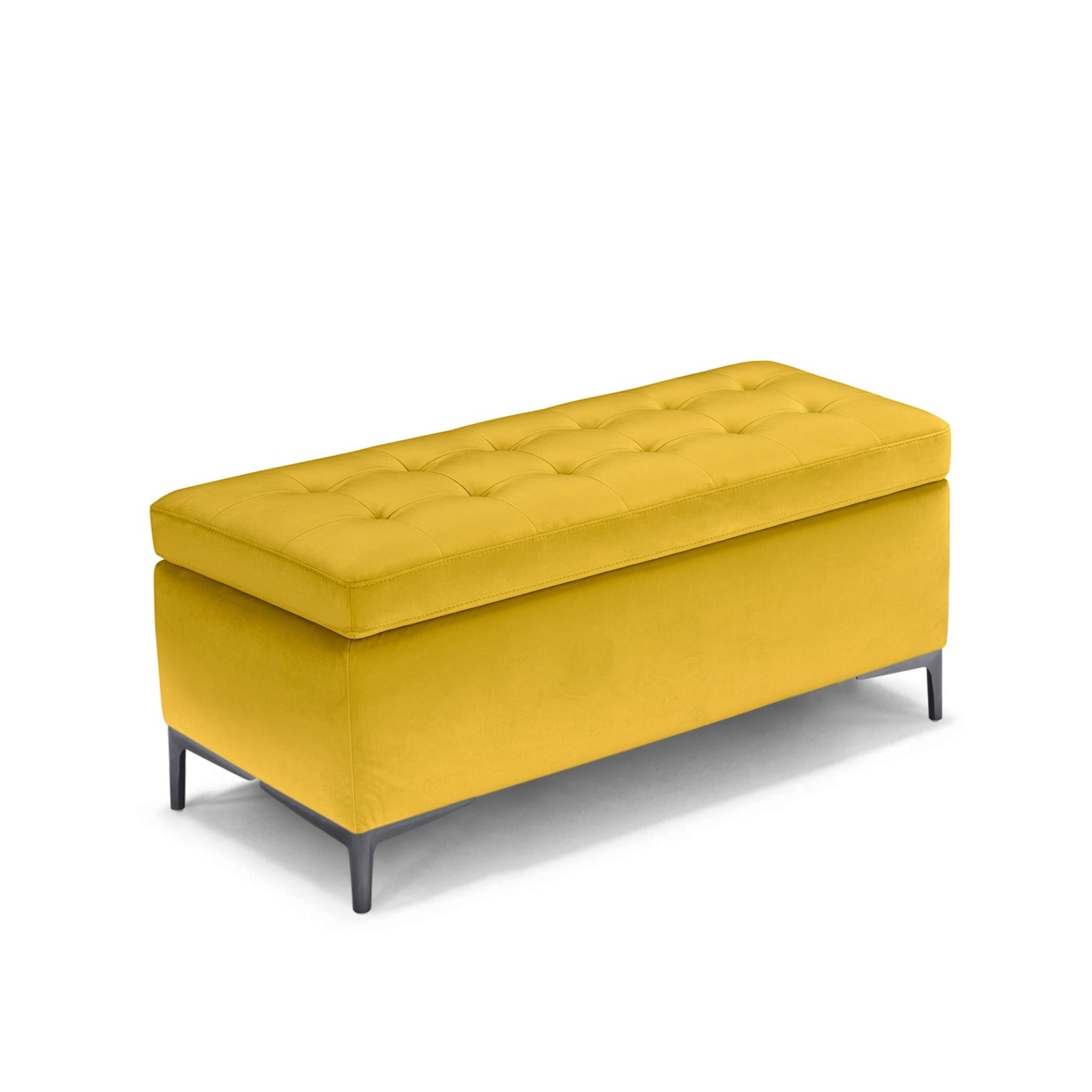 Banc CORBARA 110x50 cm rangement Made in Italy matelassé en velours jaune