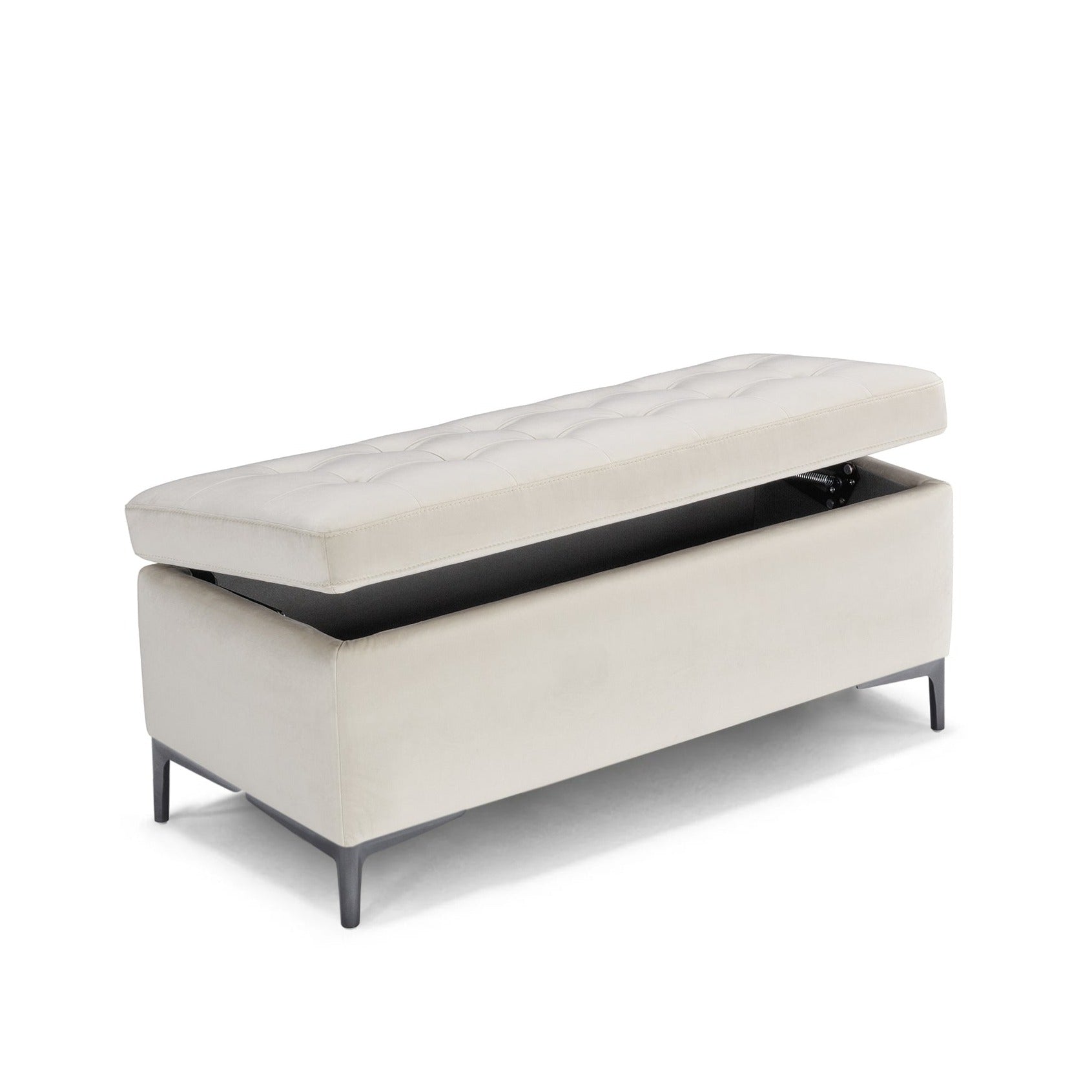 Banc CORBARA 110x50 cm rangement Made in Italy matelassé en velours beige