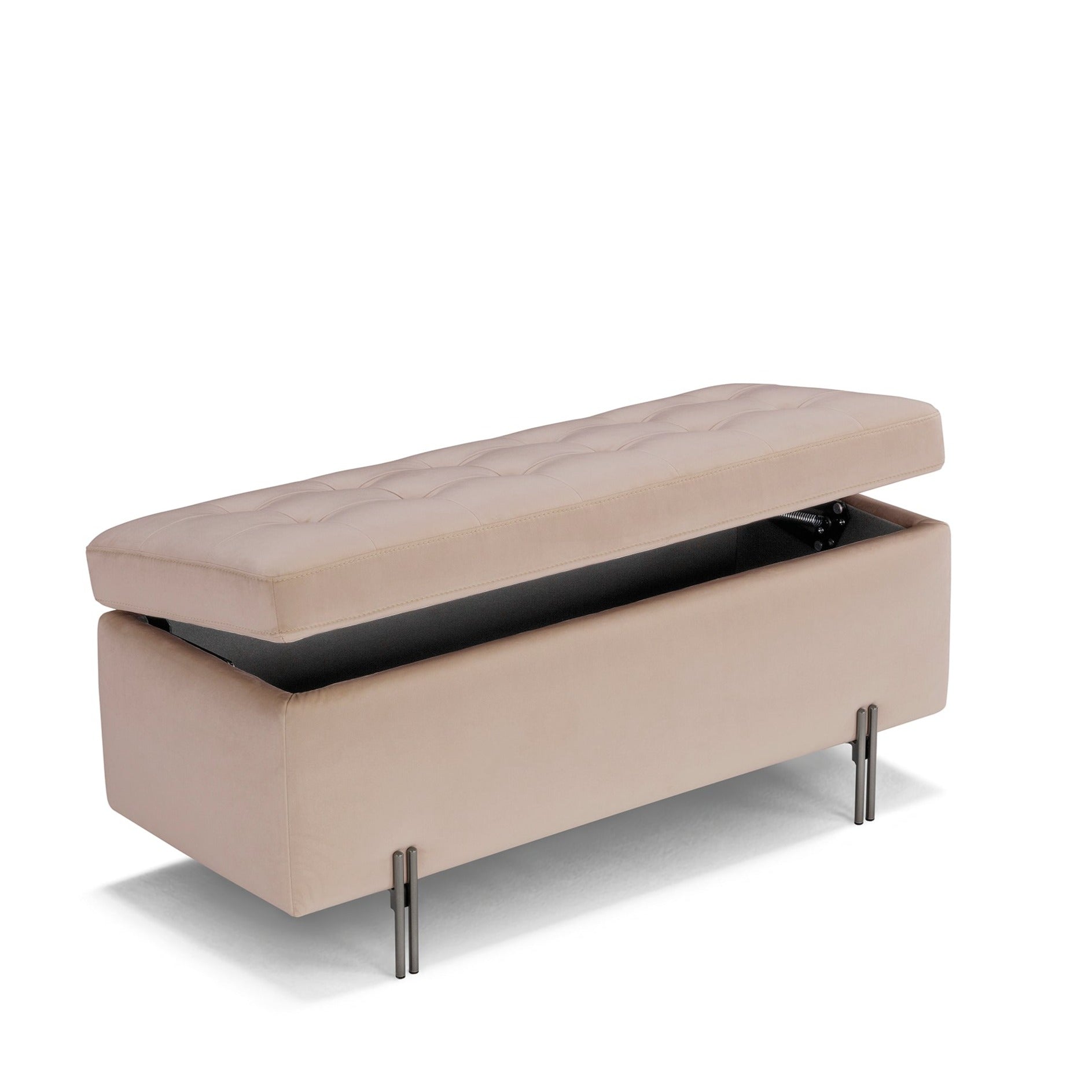 Banc CARAMAGNA 110x45 cm rangement Made in Italy matelassé en velours camel
