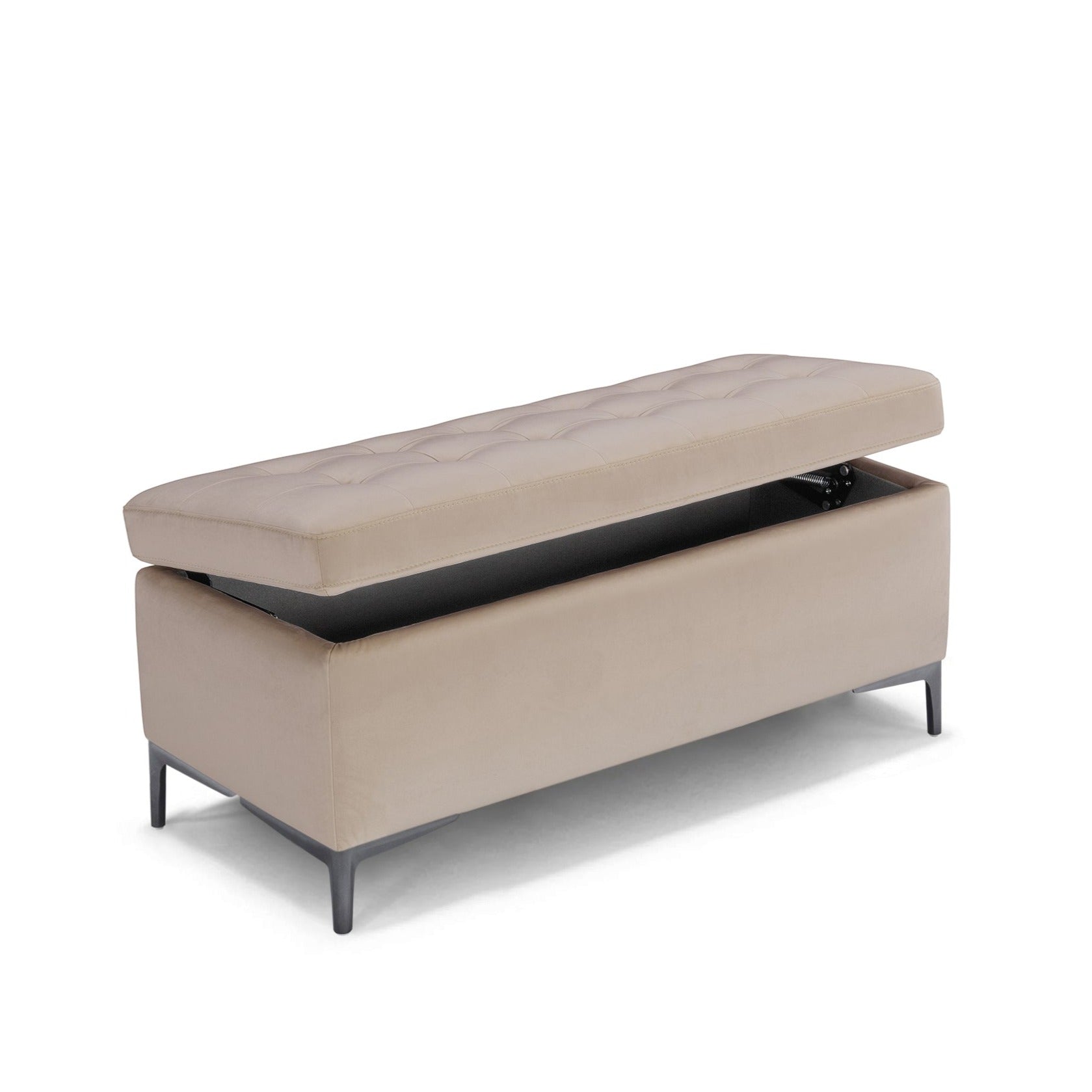 Banc CORBARA 110x50 cm rangement Made in Italy matelassé en velours camel