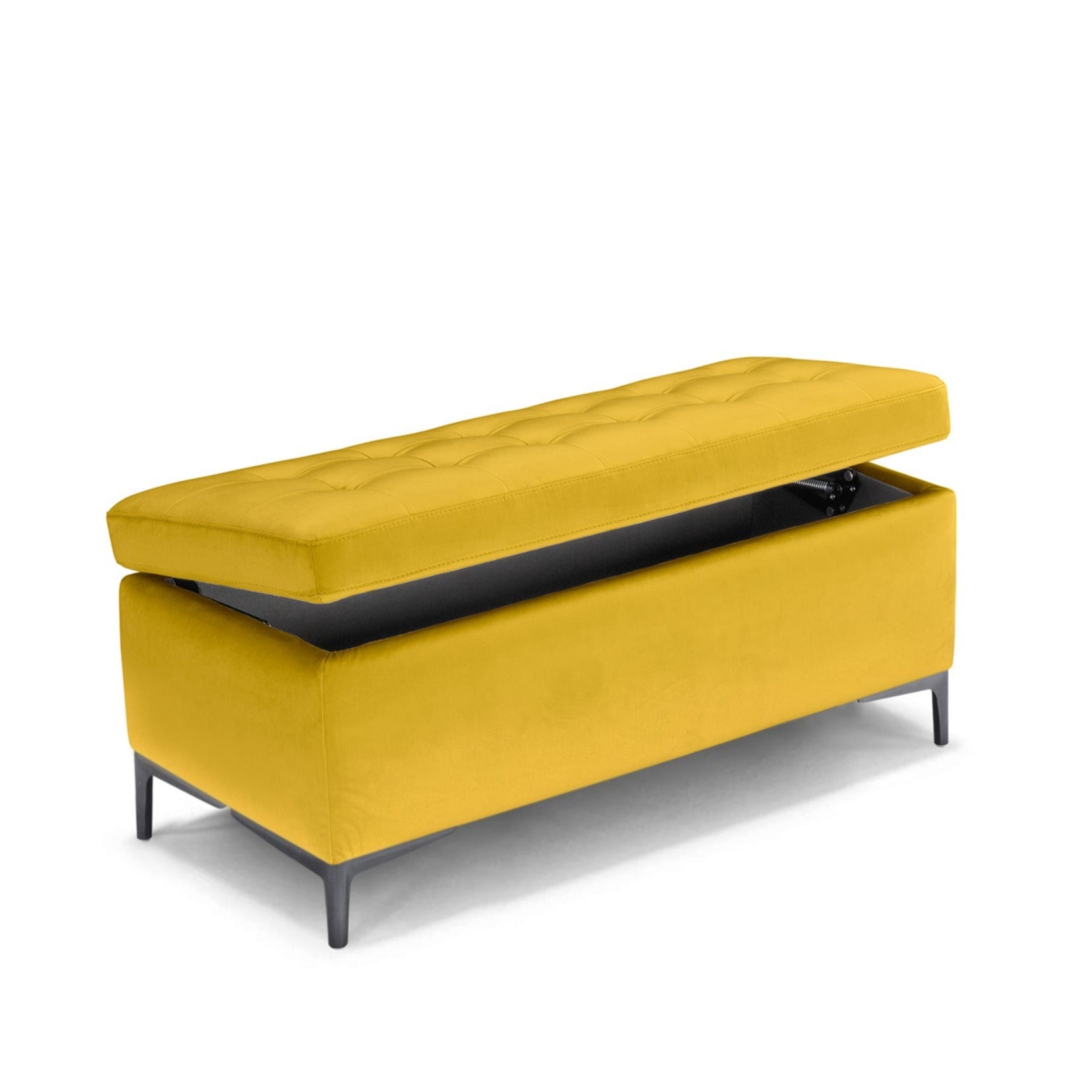 Banc CORBARA 110x50 cm rangement Made in Italy matelassé en velours jaune