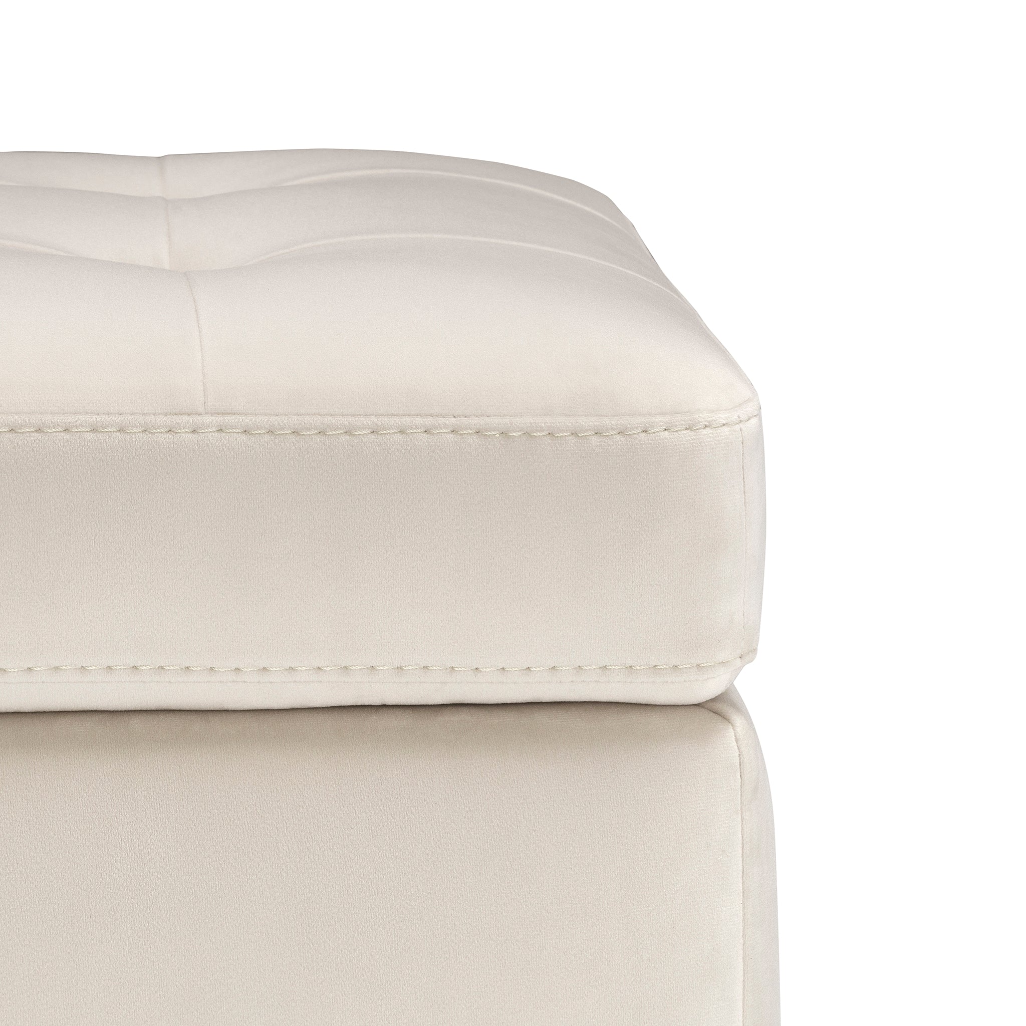 Banc CARAMAGNA 110x45 cm rangement Made in Italy matelassé en velours beige