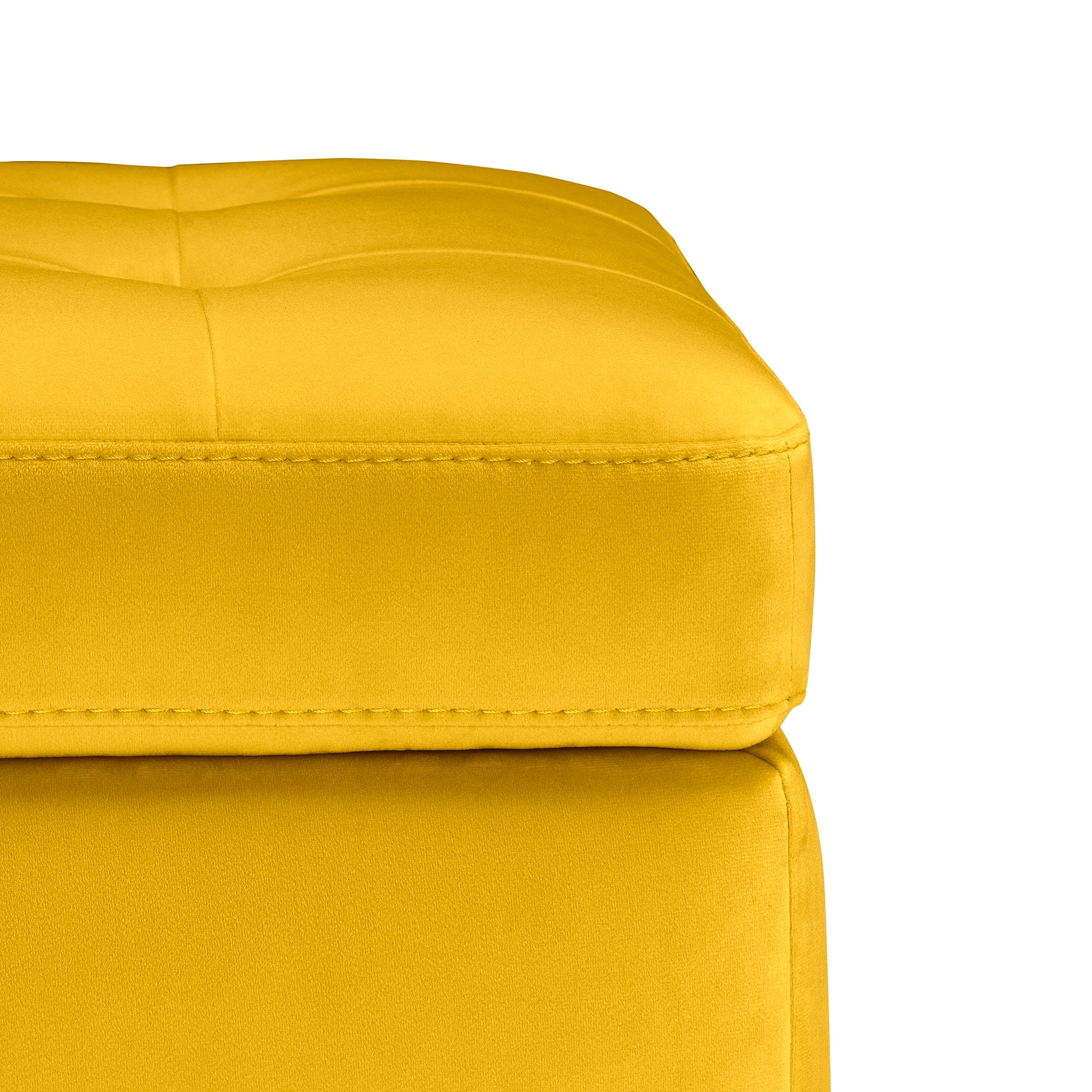 Banc CARAMAGNA 110x45 cm rangement Made in Italy matelassé en velours jaune