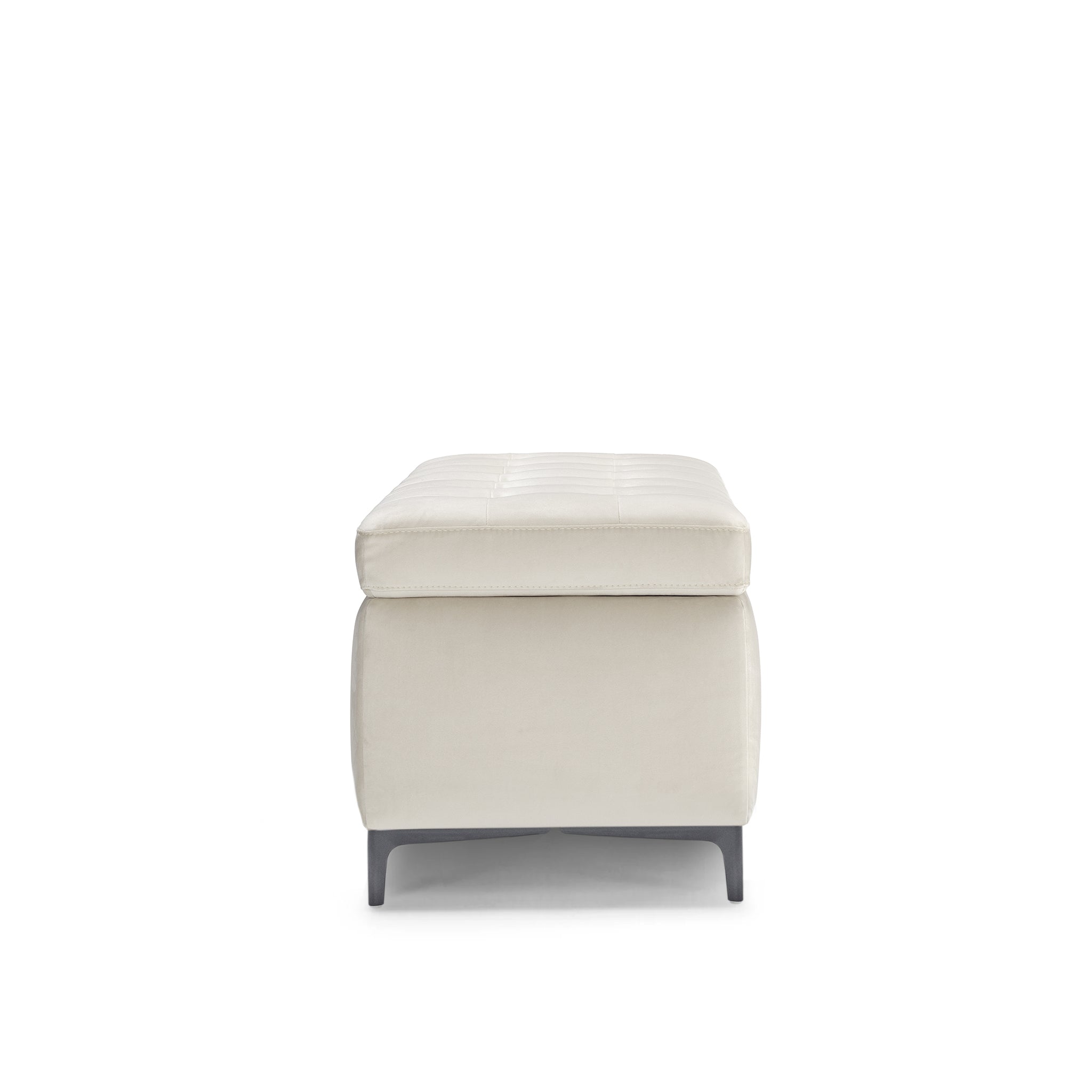 Banc CORBARA 110x50 cm rangement Made in Italy matelassé en velours beige