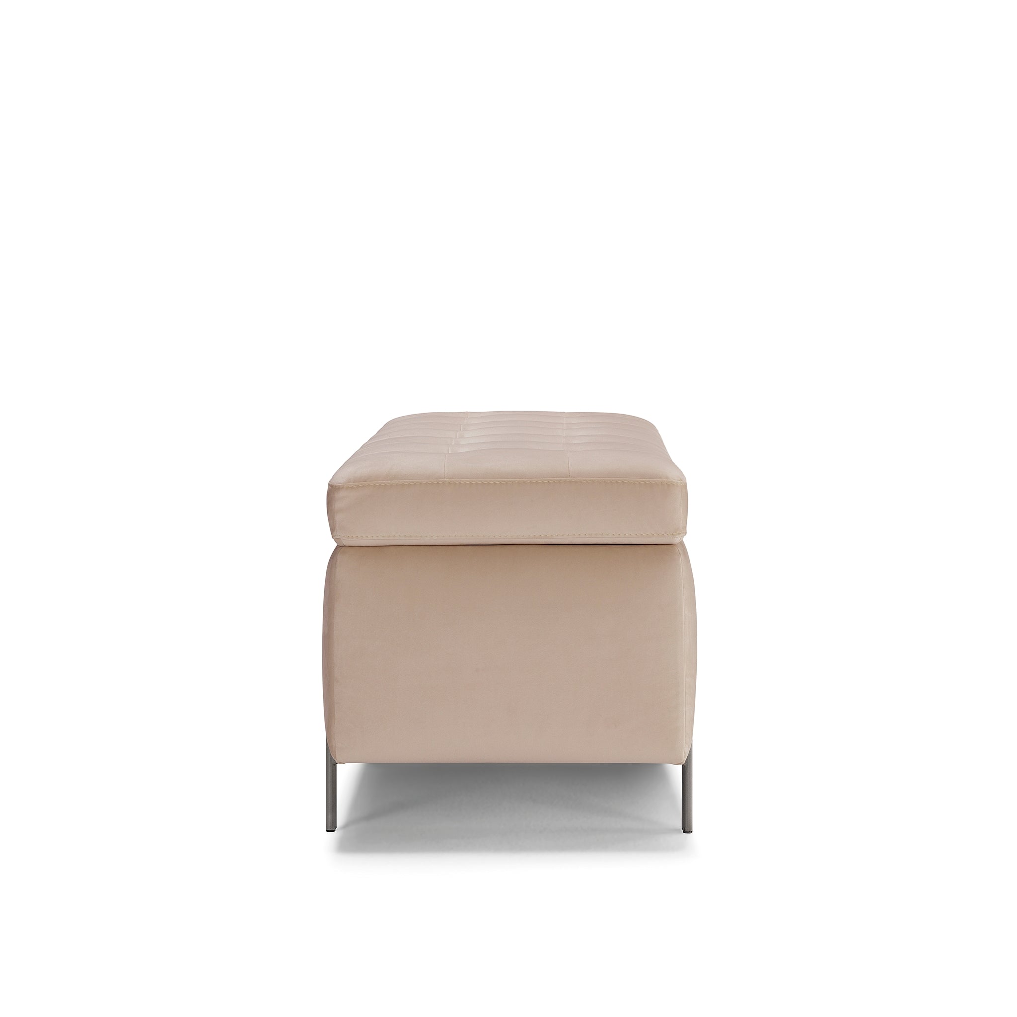 Banc CARAMAGNA 110x45 cm rangement Made in Italy matelassé en velours camel