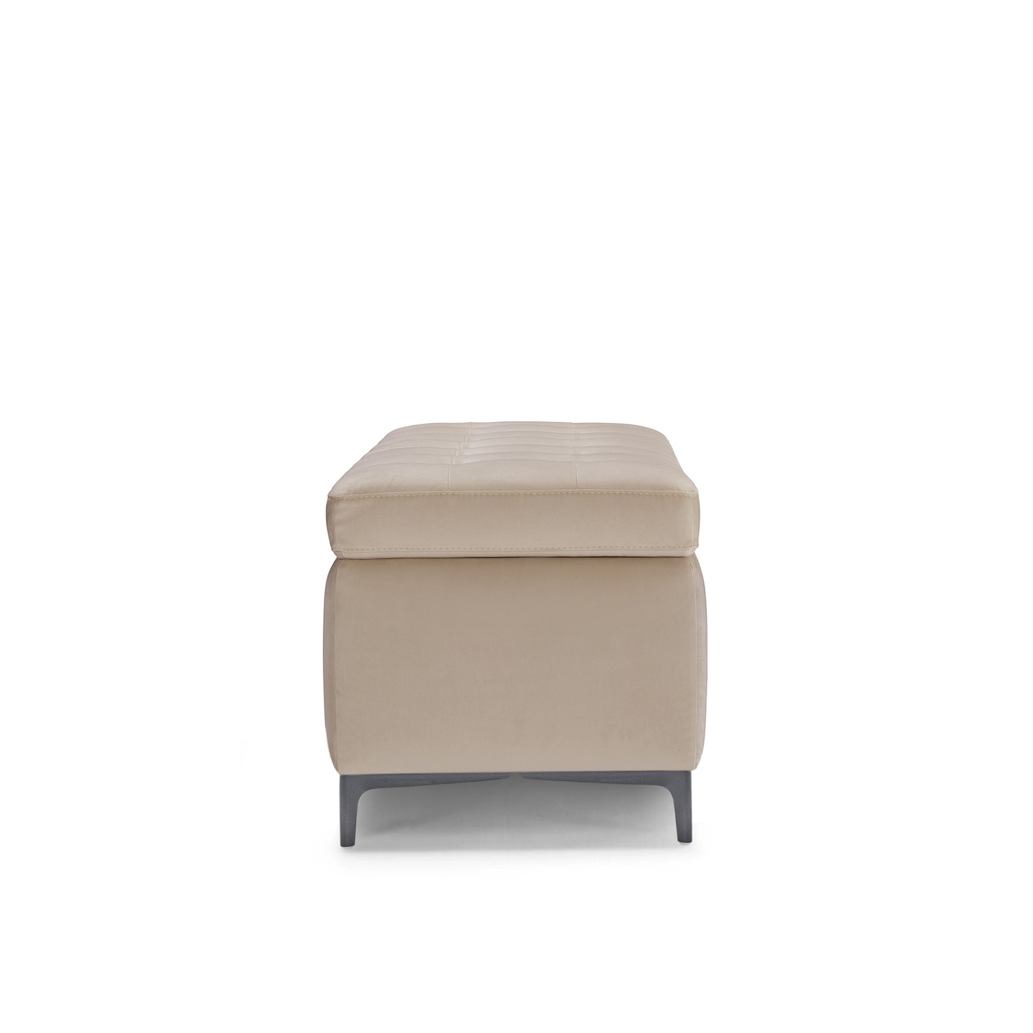 Banc CORBARA 110x50 cm rangement Made in Italy matelassé en velours camel