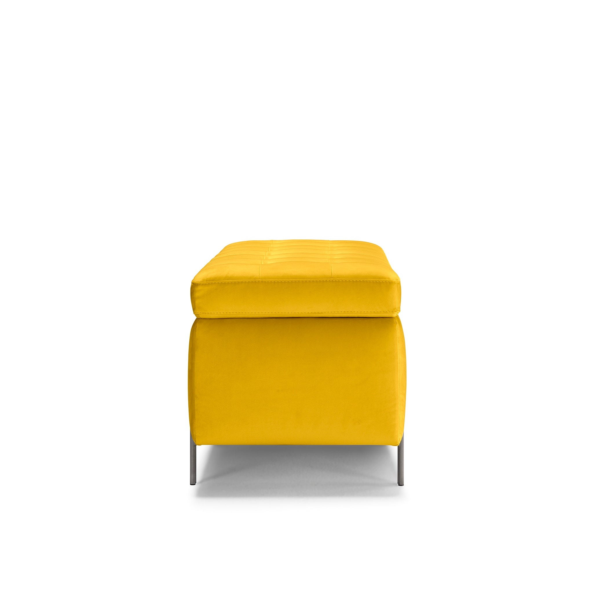 Banc CARAMAGNA 110x45 cm rangement Made in Italy matelassé en velours jaune