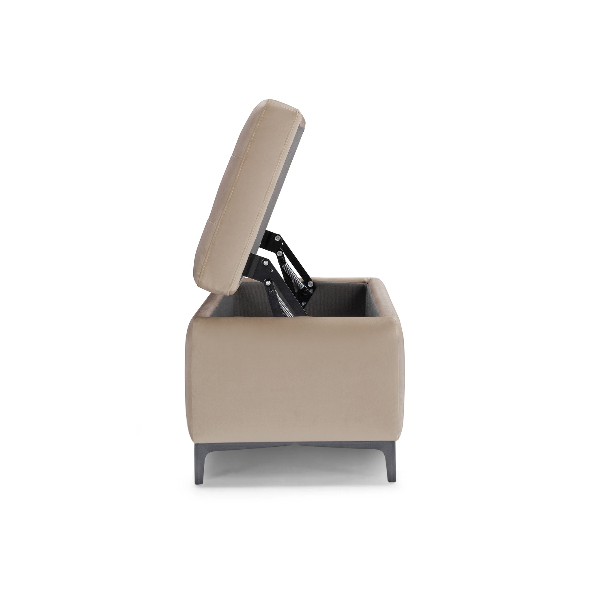 Banc CORBARA 110x50 cm rangement Made in Italy matelassé en velours camel